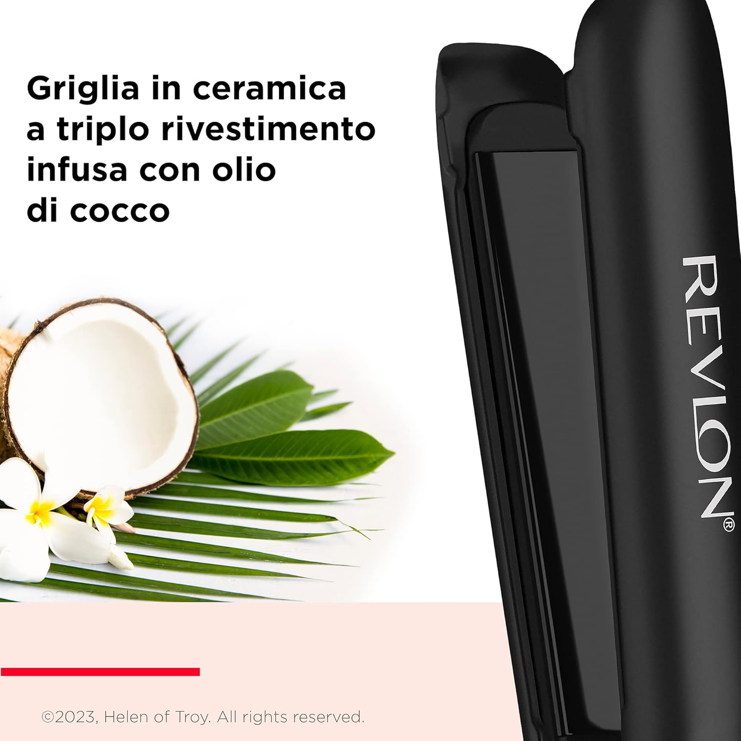 Detalle de REVLON SmoothStay 25mm: piastra liscia e lucente con olio di cocco, custodia inclusa