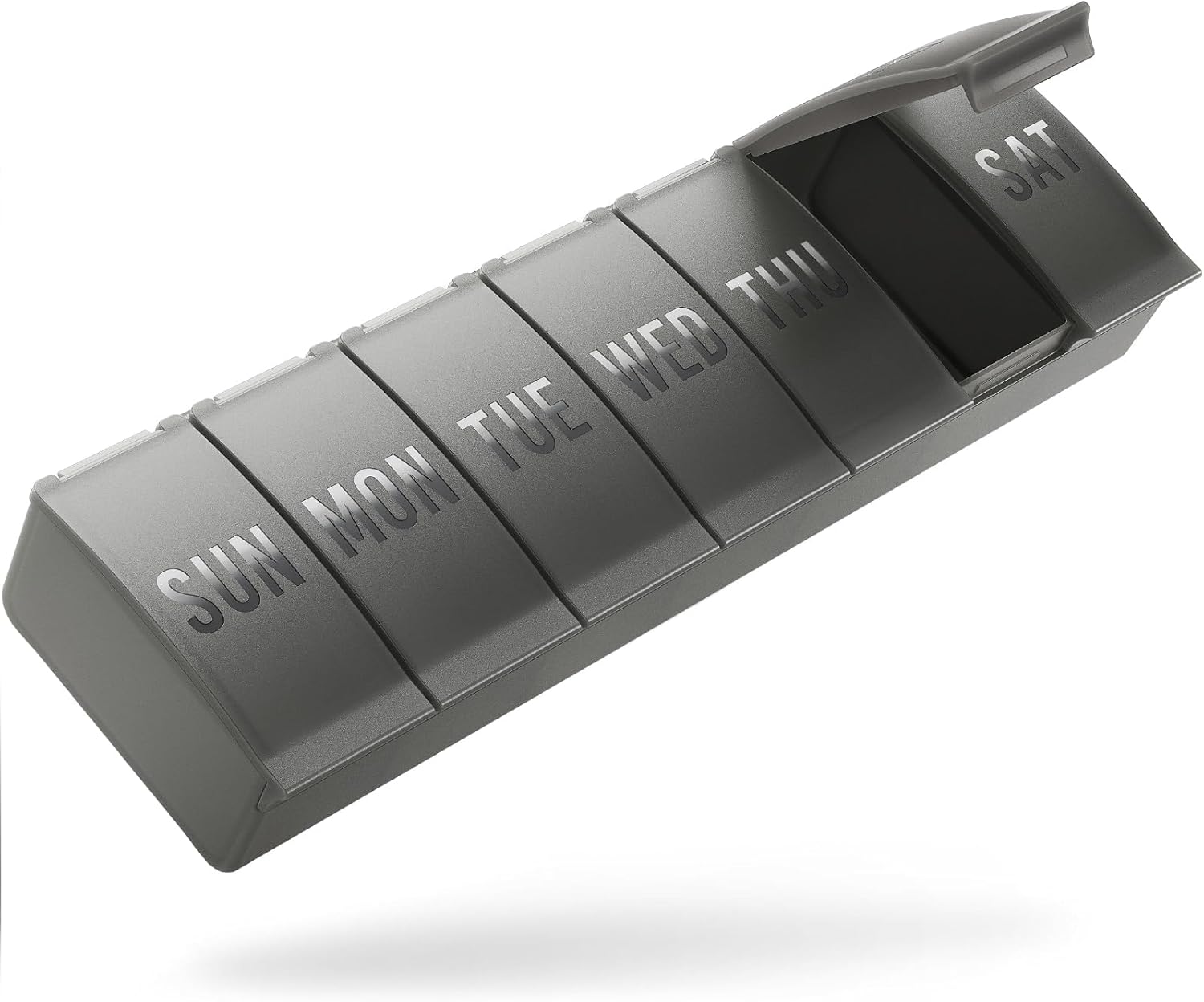 Detalle de Barhon Large Weekly Pill Organizer, 7-Day Gray Case for Vitamins and Fish Oil