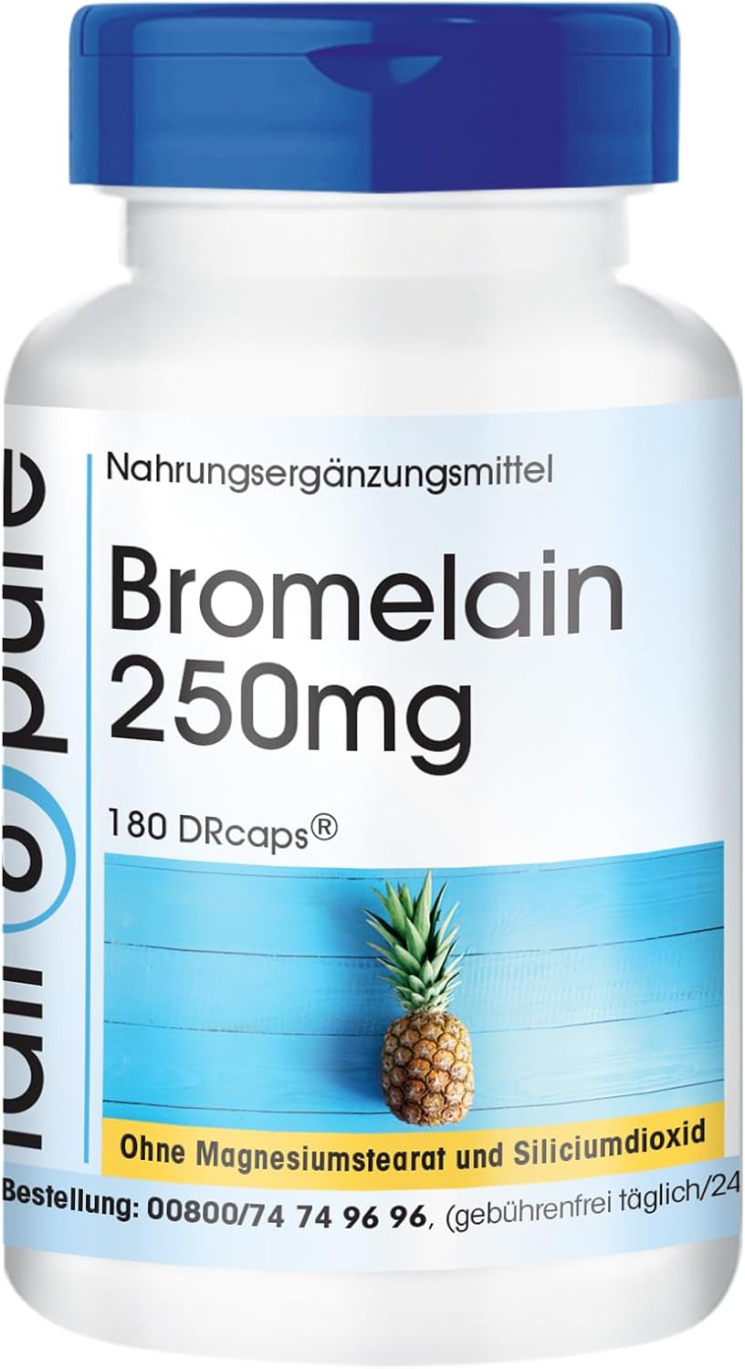 Detalle de Fair & Pure Bromelain 250 mg - 180 DRcaps, verzögerte Freisetzung, L-Leucin, ohne Magnesiumstearat