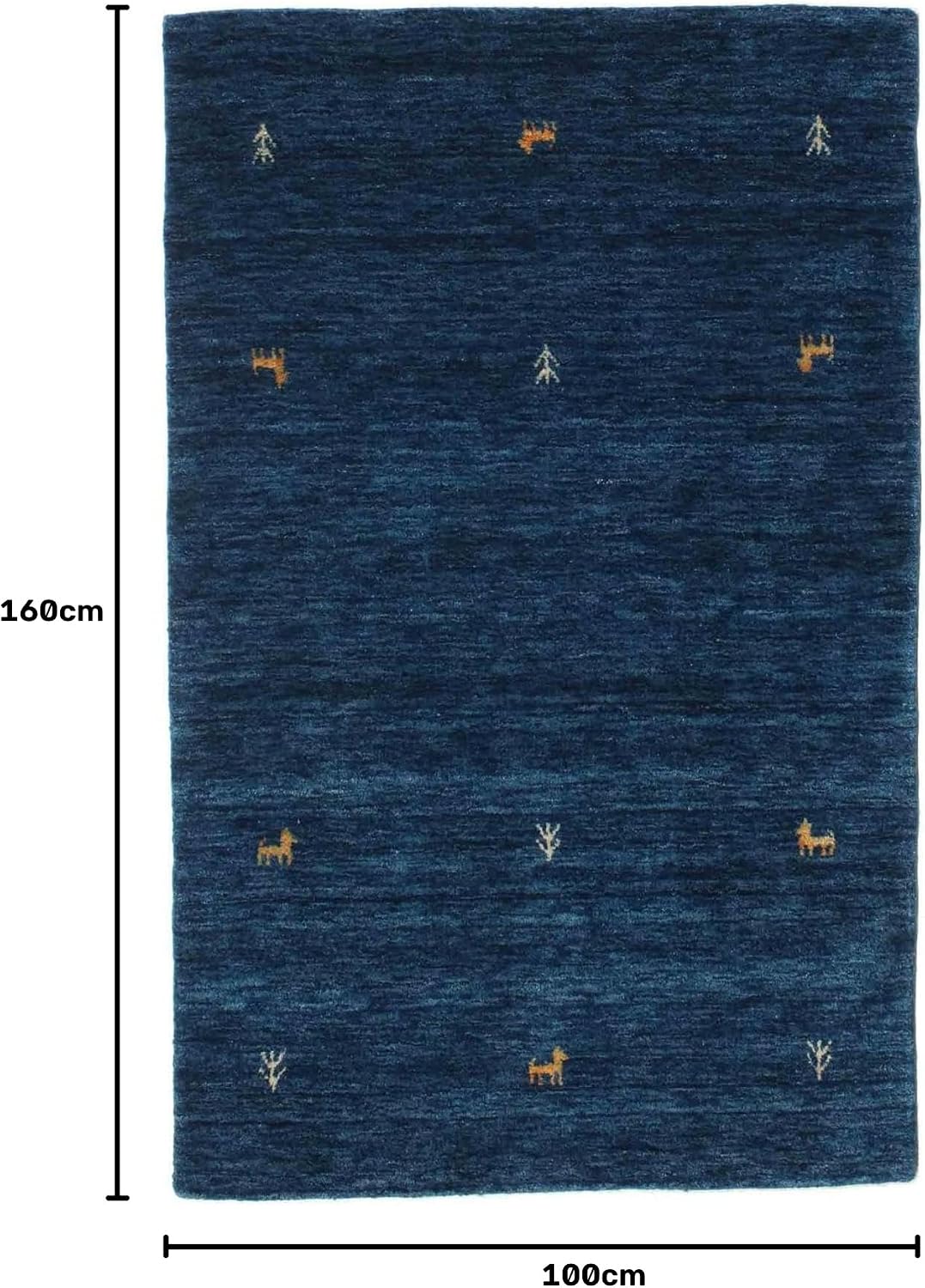 Detalle de RugVista Gabbeh loom Two Lines – dywan wełniano-bawełniany 100 × 160 cm, ciemnoniebieski