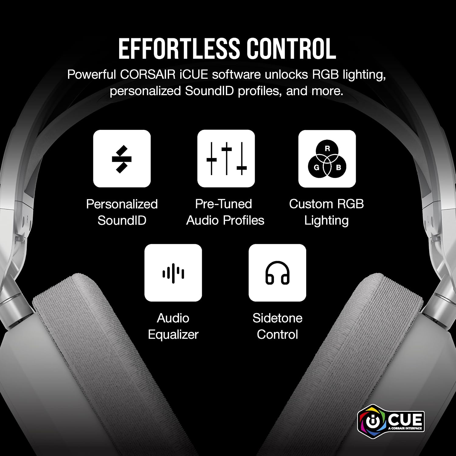Thumbnail 6 de Corsair HS80 MAX Wireless 2.4GHz + Bluetooth Gaming Headset (White) | Dolby Atmos, SonarWorks SoundID
