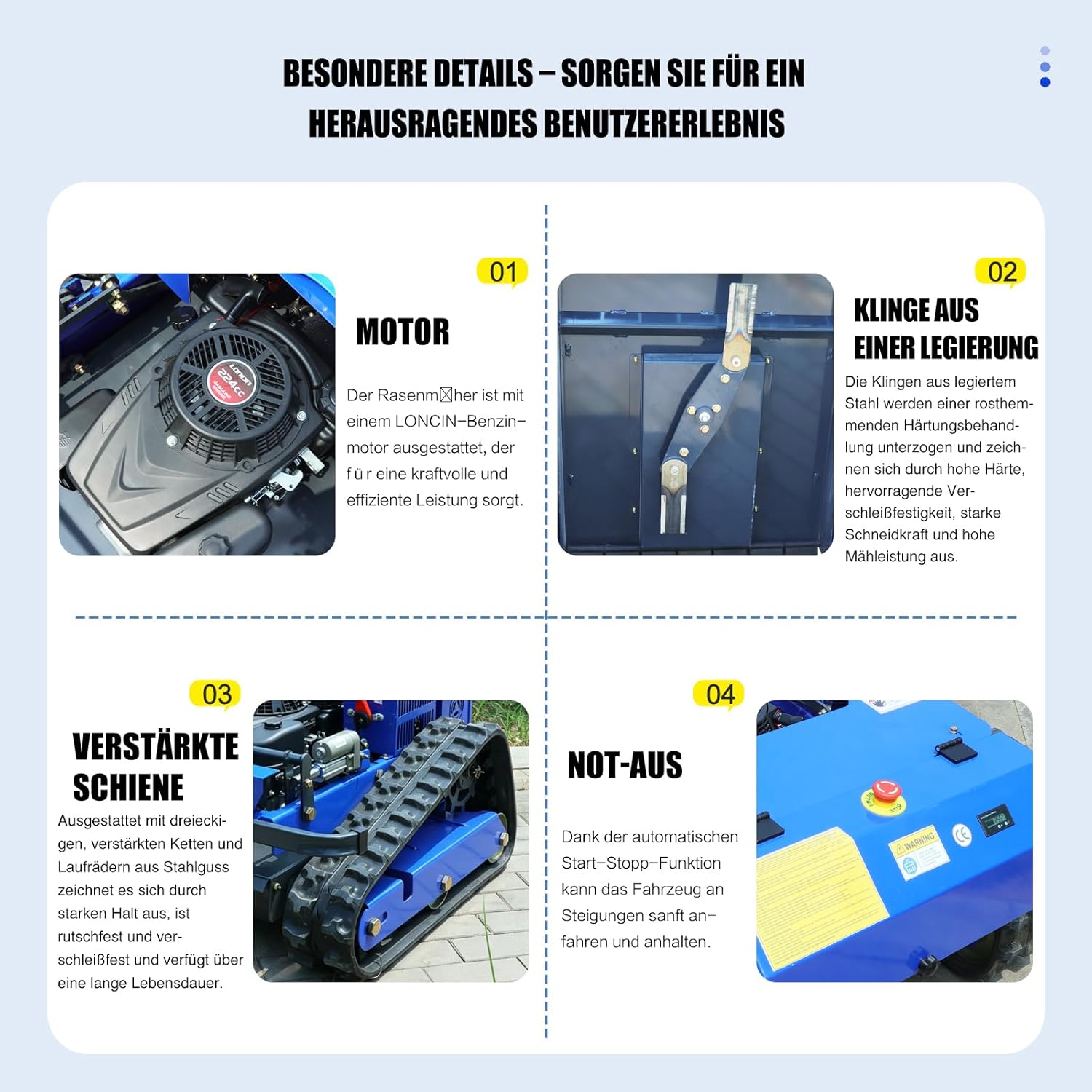Thumbnail 5 de Mähroboter-Fernsteuerung mit Raupenfahrwerk 4x4 Hybrid - 55 cm Schnittbreite, Steigungsschutz bis 45°