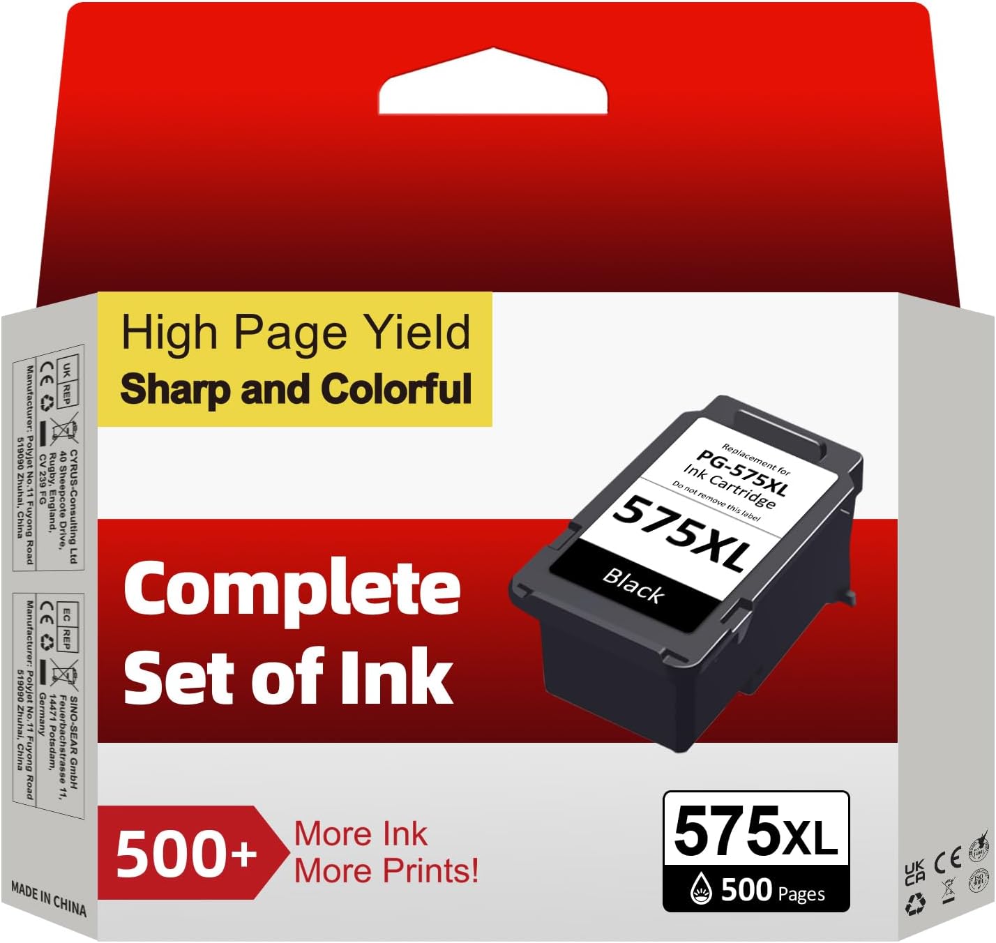 Detalle de INKYEAH PG-575XL Black Ink Cartridge for Canon Pixma TS/TR series
