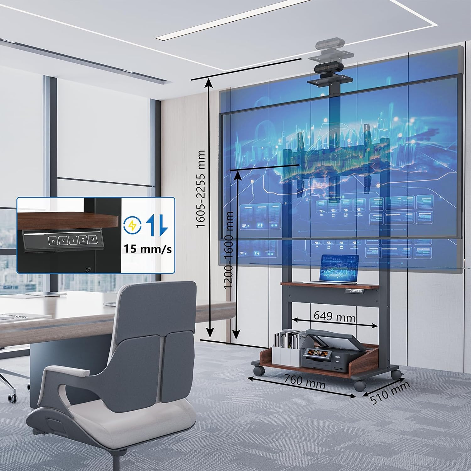 Thumbnail 2 de DQ TV Lift électrique pour meuble TV (37 à 85 pouces) avec commande et charge jusqu’à 70 kg, hauteur réglable