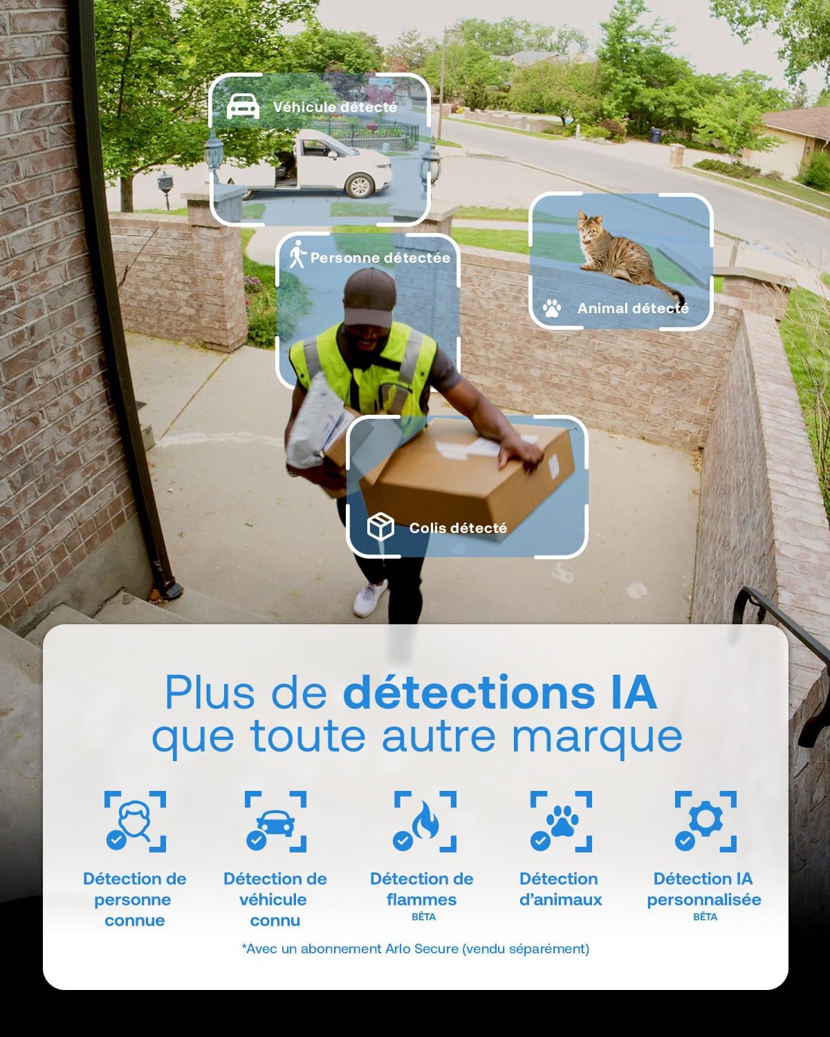 Thumbnail 1 de Arlo Essential 3 FHD PTZ 360° — caméra WiFi extérieure avec détection IA, vision nocturne couleur et projecteur