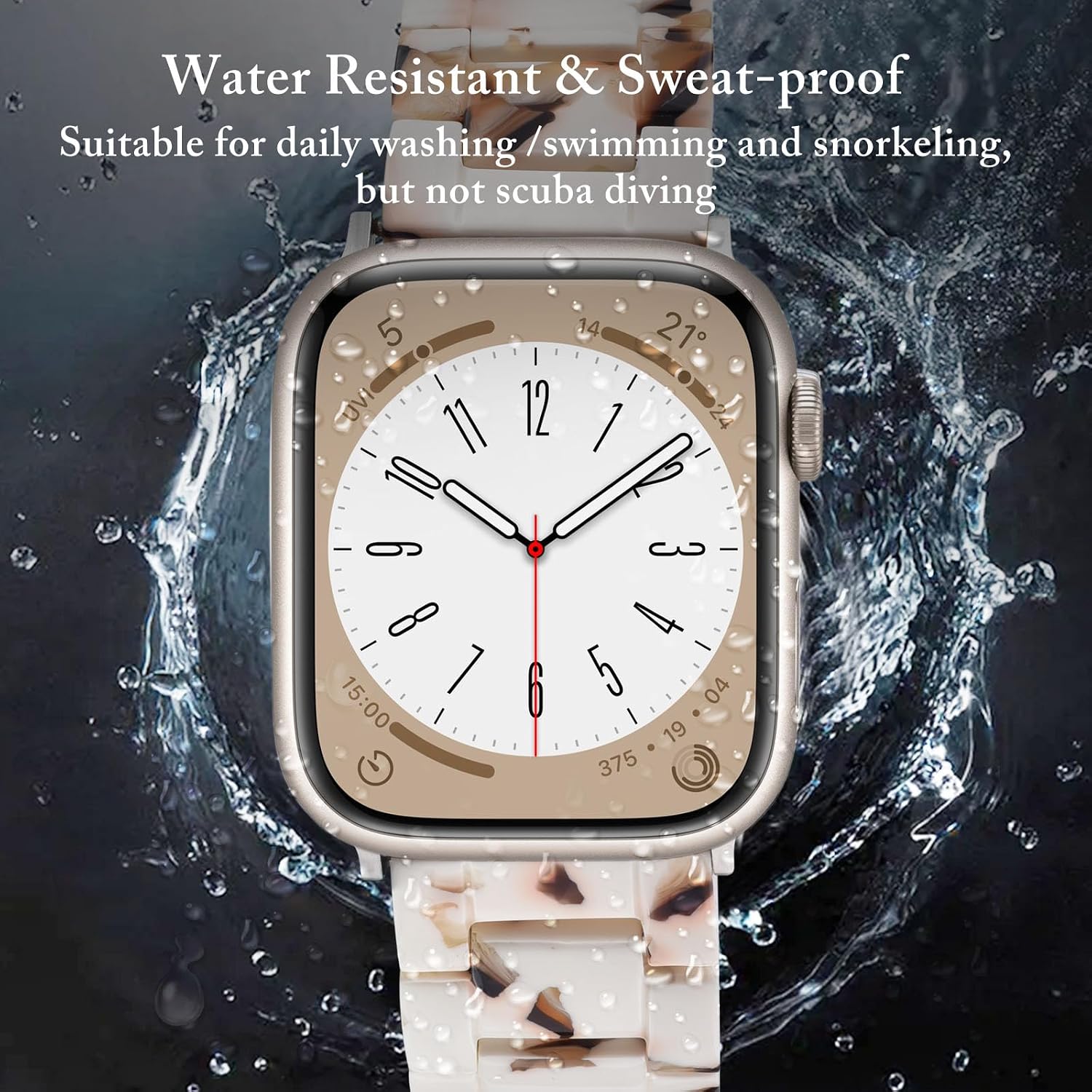 Detalle de V.R.HOPE Modern Resin Straps for Apple Watch (44–49mm) — Lightweight, Skin‑friendly, with concealed clasp
