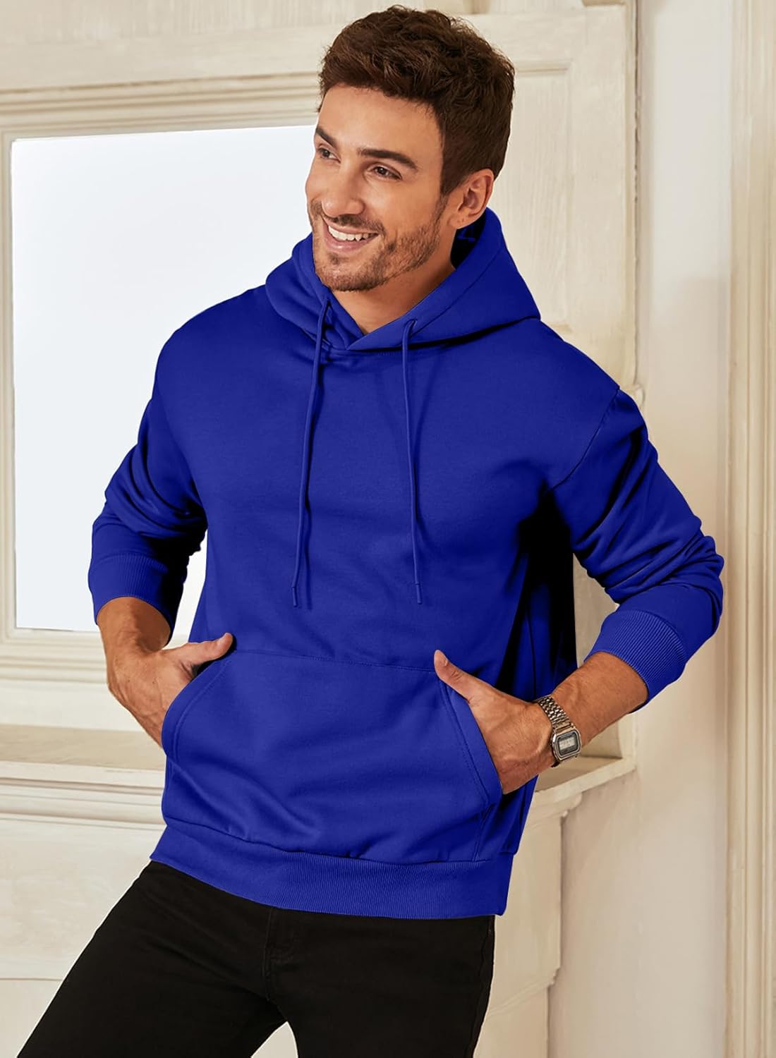Thumbnail 1 de JMIERR Herren Hoodie Freizeit-Pullover mit Kapuze und Kordelzug – Winter Warm, Baumwolle