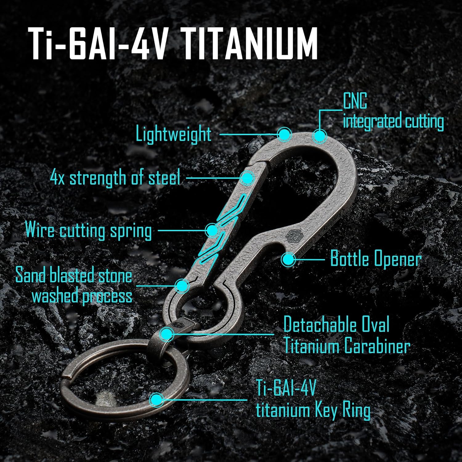 Thumbnail 2 de KeyUnity KM01 Titanium EDC Keychain Clip with Bottle Opener (Quick Release Carabiner Key Ring Holder)