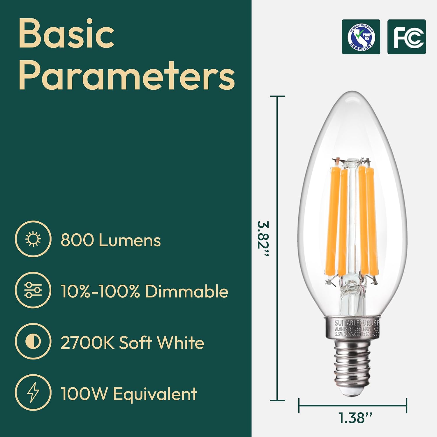 Thumbnail 1 de ALAMPEVER B11E12-2700K-5.5W-12 E12 LED Candelabra Bulbs, 12-Pack