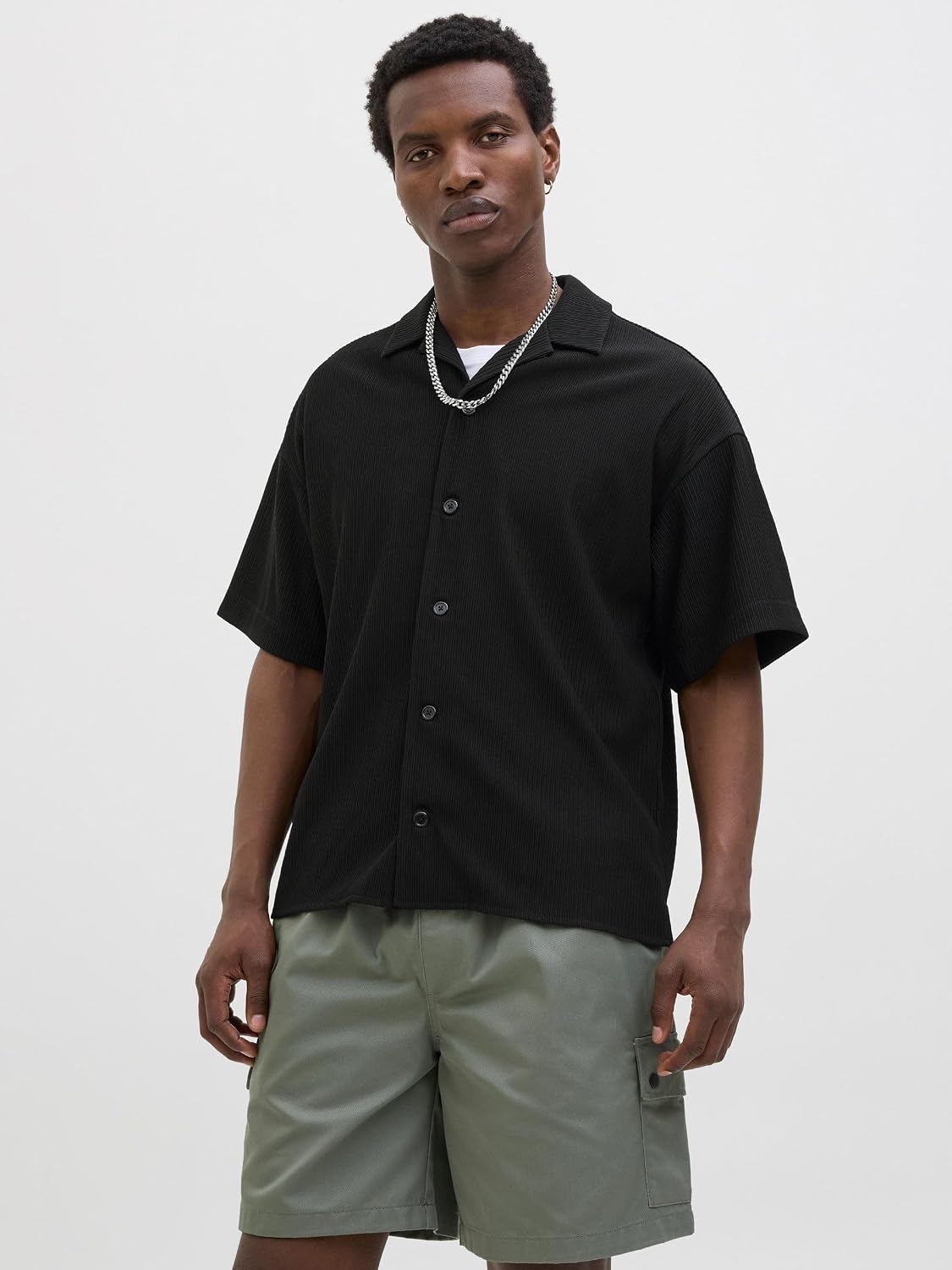 Detalle 2 de JACK & JONES Male Hemd Wide Fit Hemd Kurzarm
