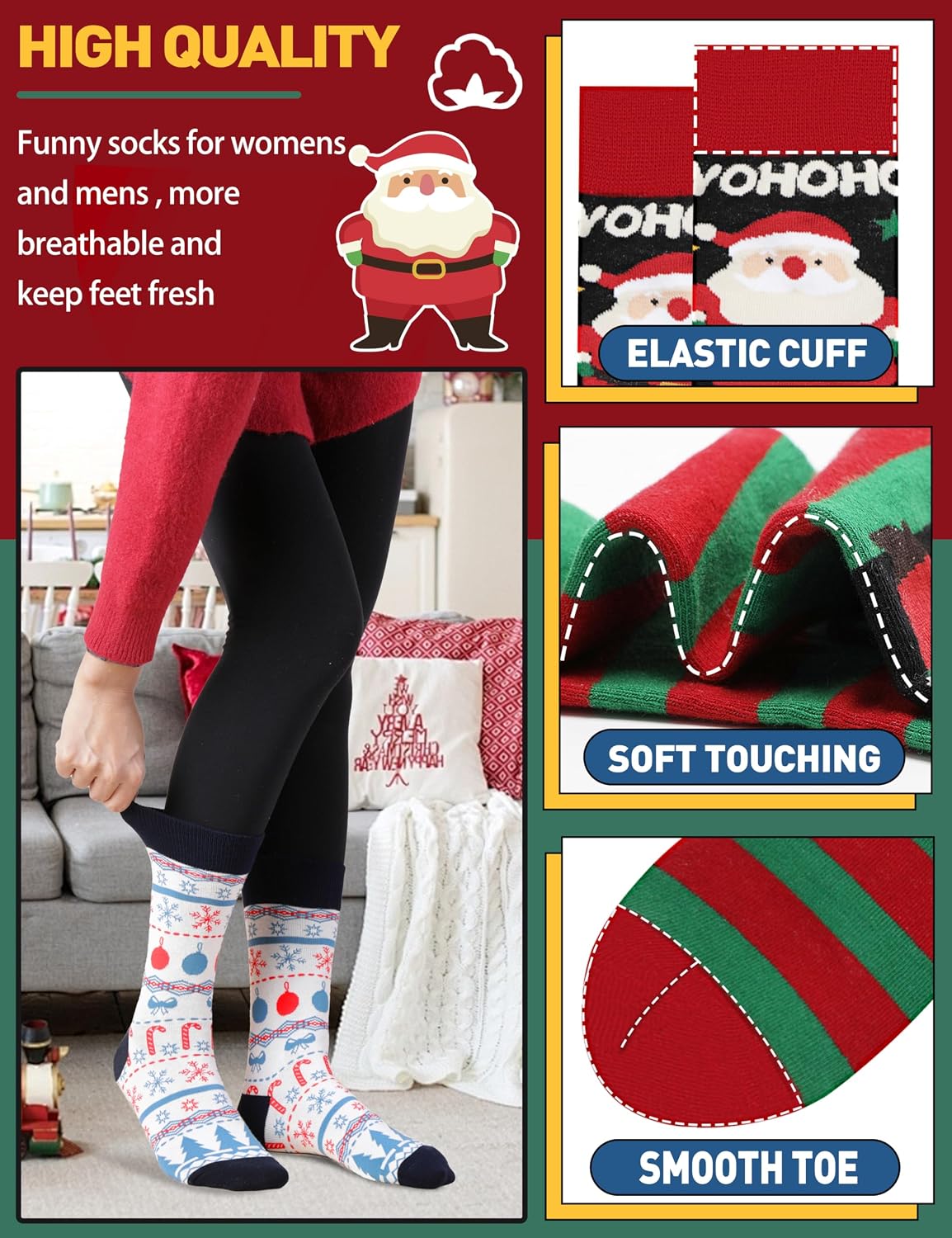 Detalle de MOGGEI Funny Novelty Crew Socks, Breathable Unisex Adult Dress Socks