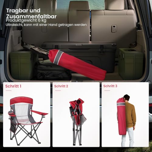 Thumbnail 8 de HIGH POINT SPORTS Campingstuhl Faltbar Angelstuhl mit Mesh-Rücken – stabil, leicht und vielseitig