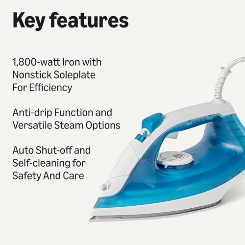 Detalle 2 de Amazon Basics Steam Iron with Nonstick Soleplate (1800W)
