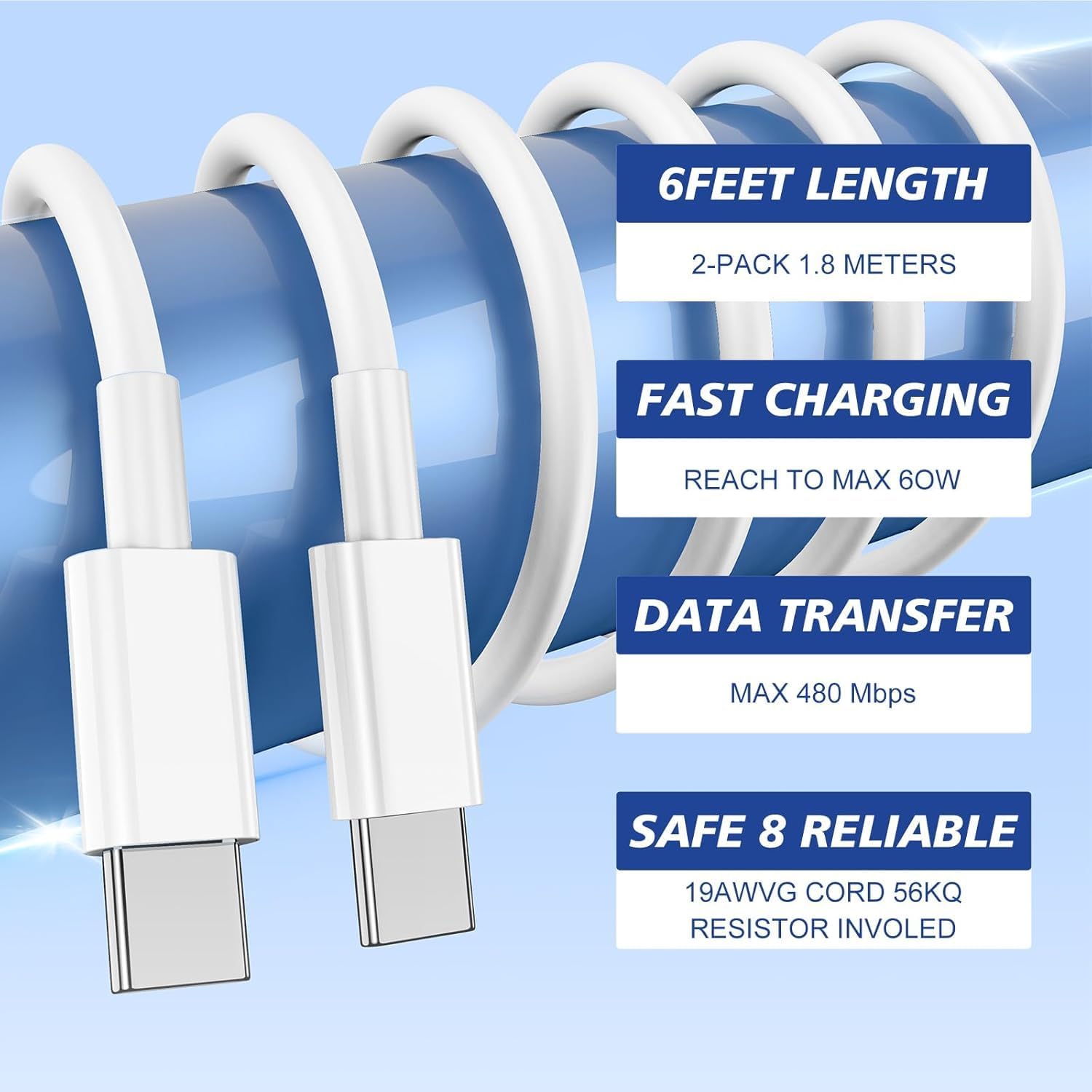 Thumbnail 5 de USB-C fast charge cable 60W 2 pack