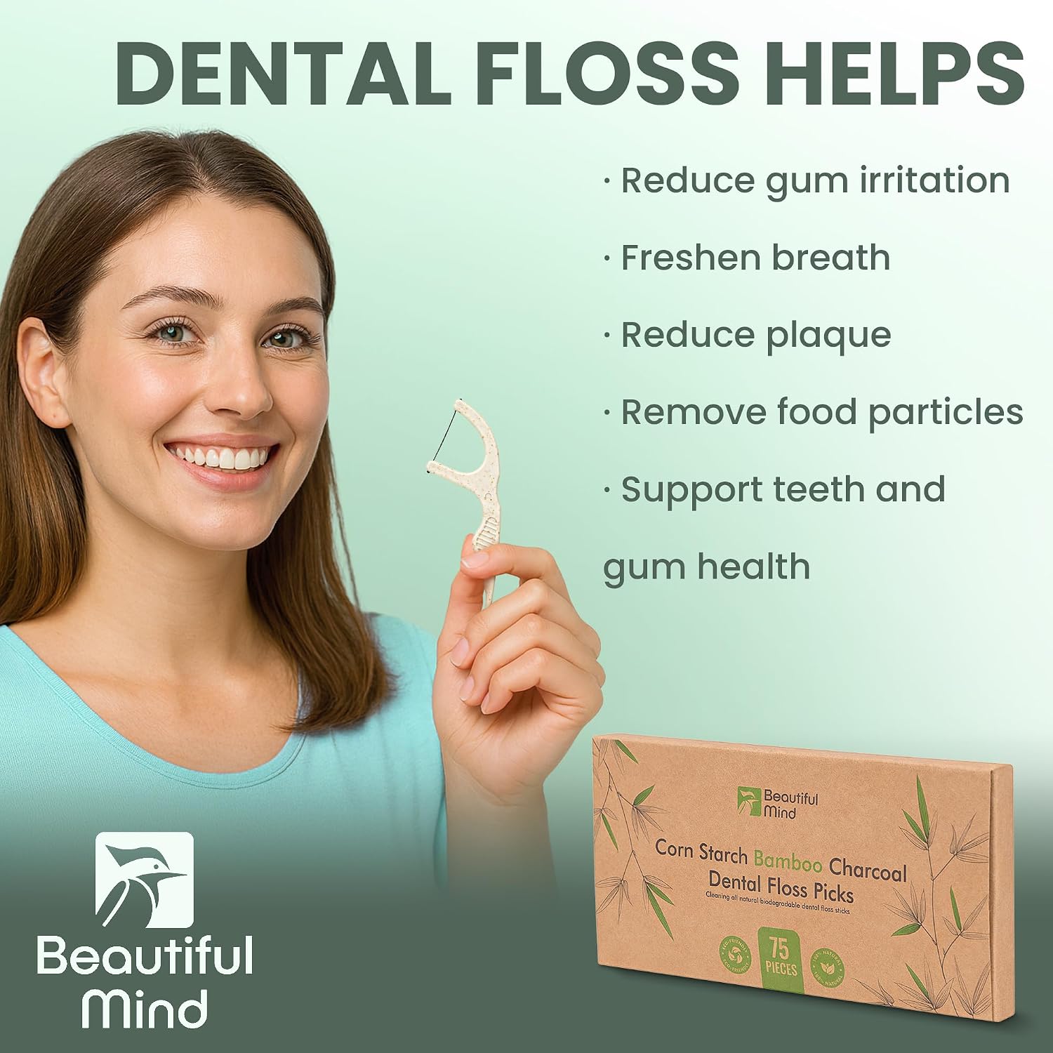 Thumbnail 1 de Natural Dental Floss Picks 75 Pack