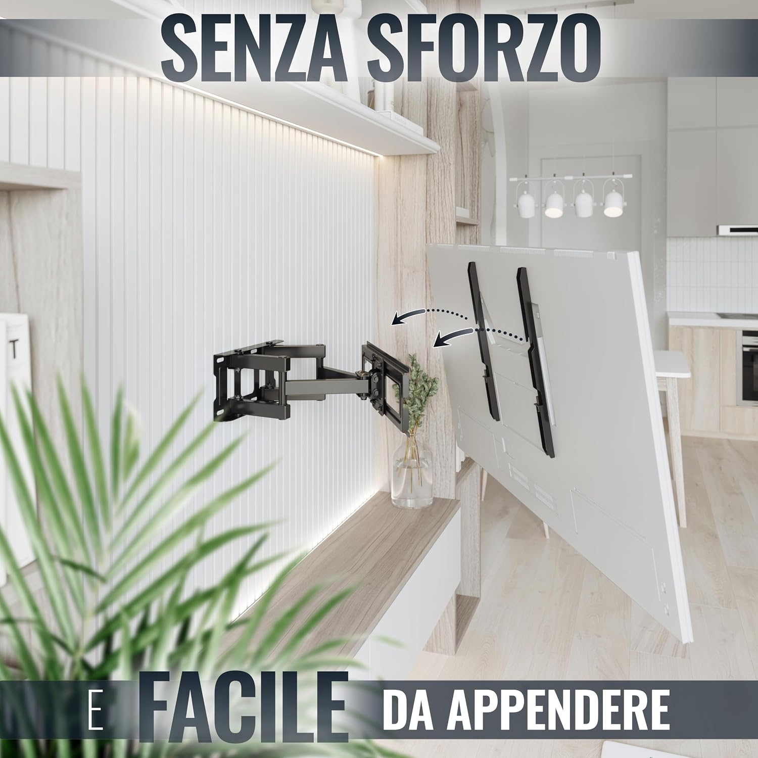 Detalle 2 de RICOO Supporto TV da parete S5244 girevole e inclinabile per TV 32”–55” con VESA 200×200–400×400