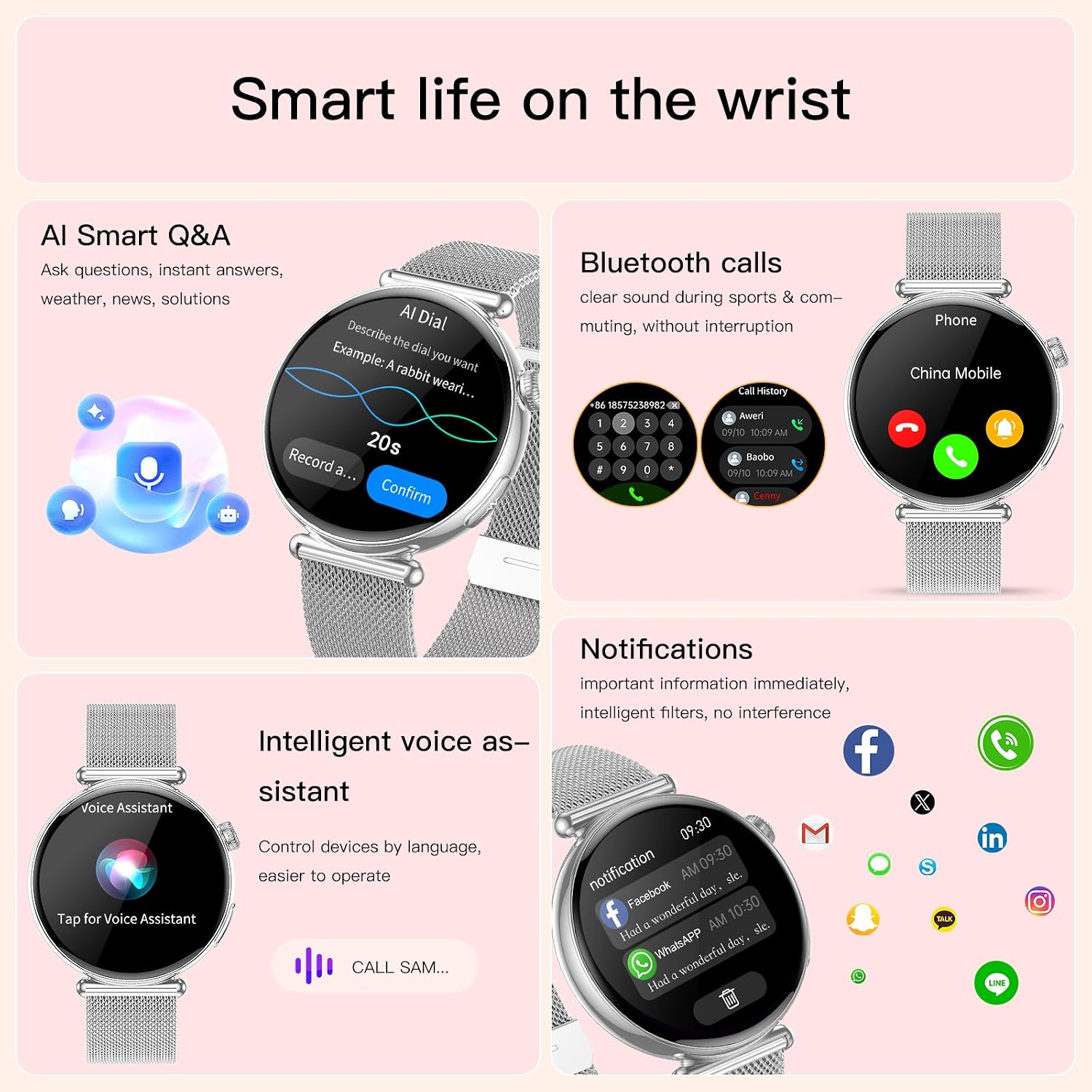 Thumbnail 4 de 2026 AI-GPT Smartwatch for Women with ECG and Health Tracking