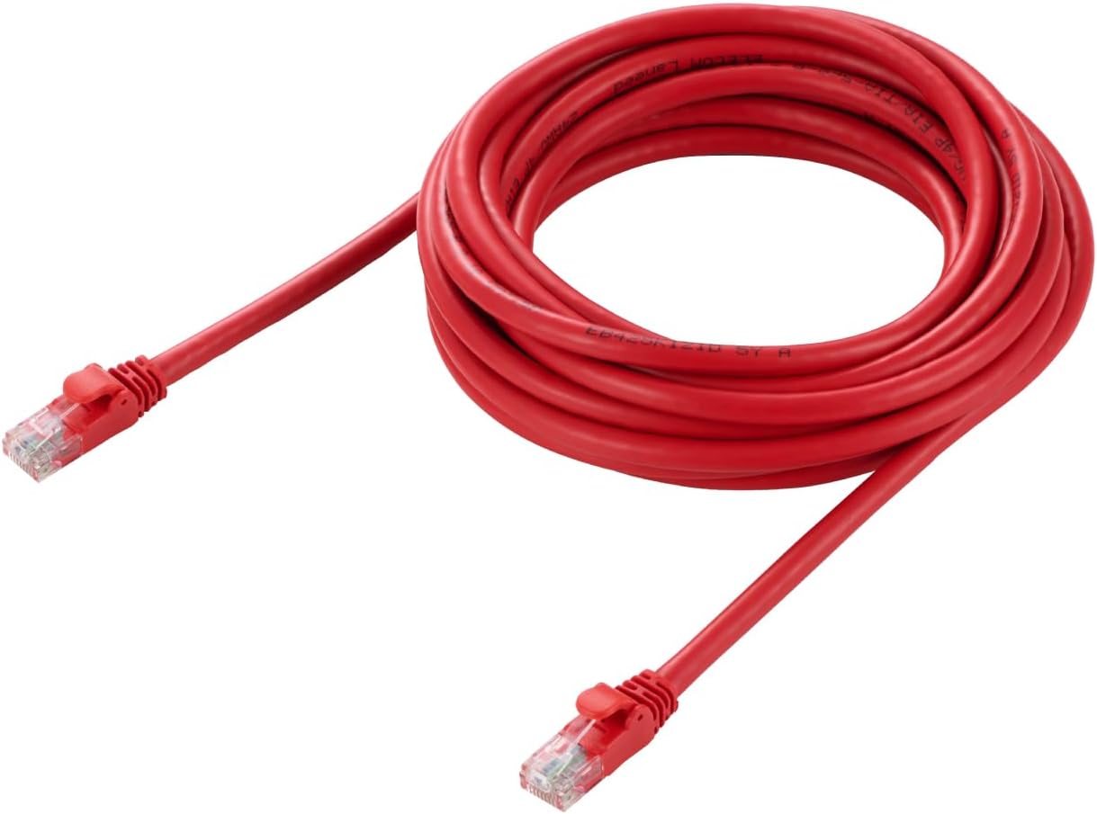 Detalle de エレコム LD-GPA/RD5 CAT6A LANケーブル 5m レッド 爪折れ防止・スリムコネクター