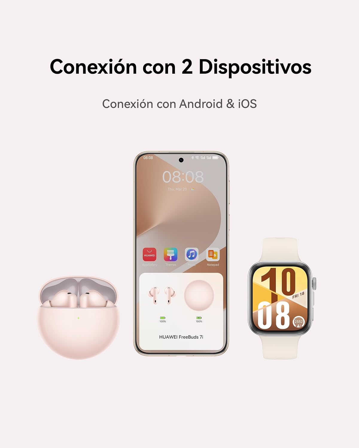 Thumbnail 6 de HUAWEI Freebuds 7i auriculares Bluetooth Rosa