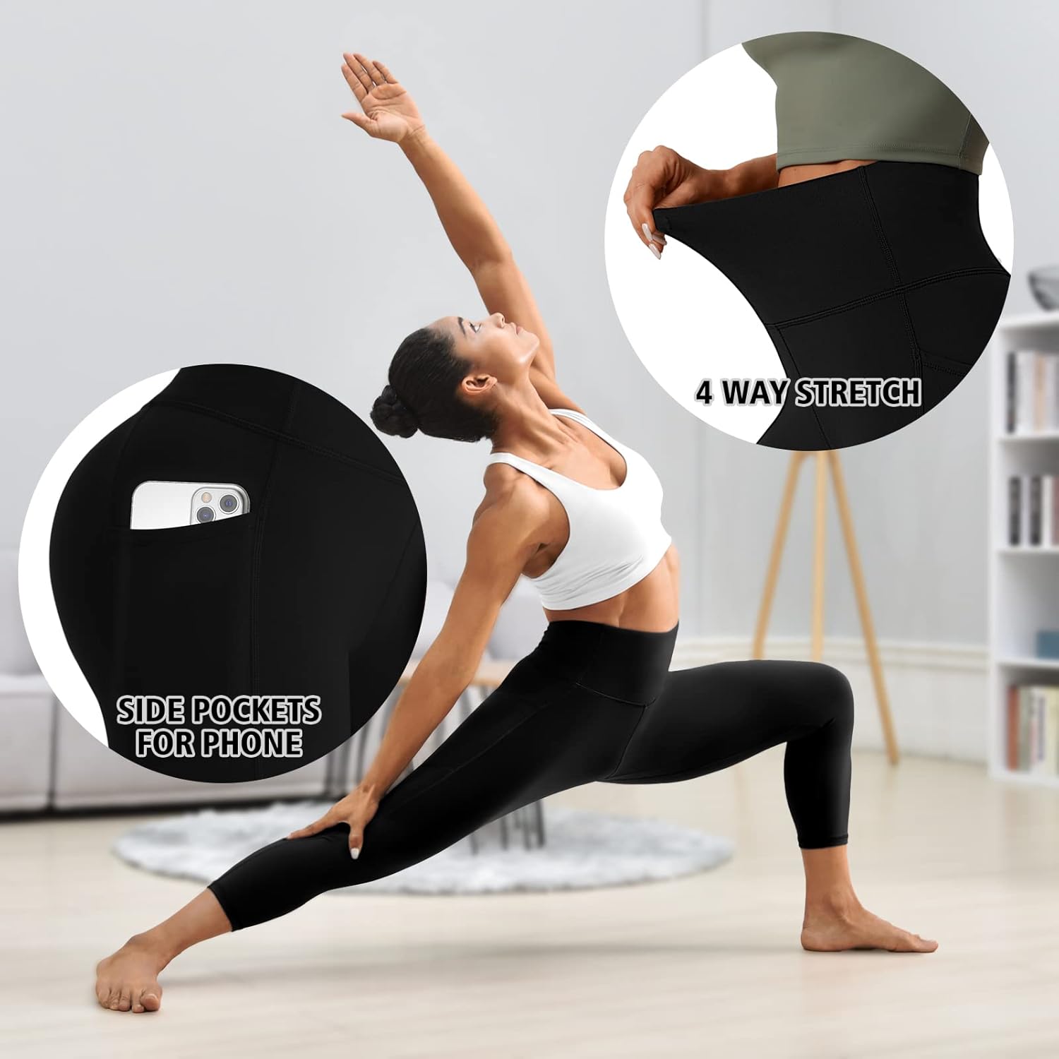 Thumbnail 3 de DESOL Sport Leggings Damen Capri 3/4 High Waist mit Seitentaschen (blickdicht)