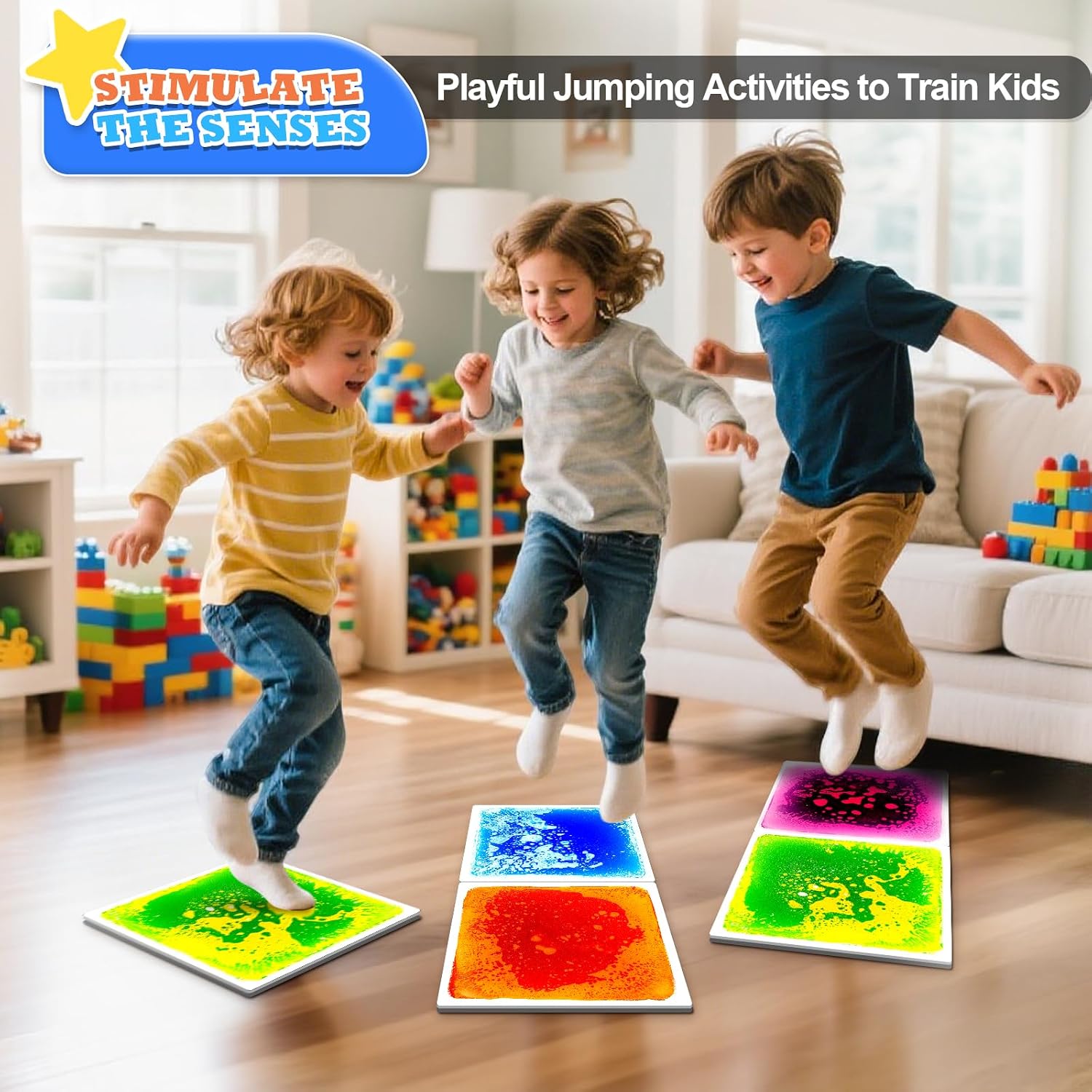 Thumbnail 5 de Toddlers Sensory Liquid Floor Tiles - 4 Pack: Liquid Tiles for Motor Skills & Sensory Play