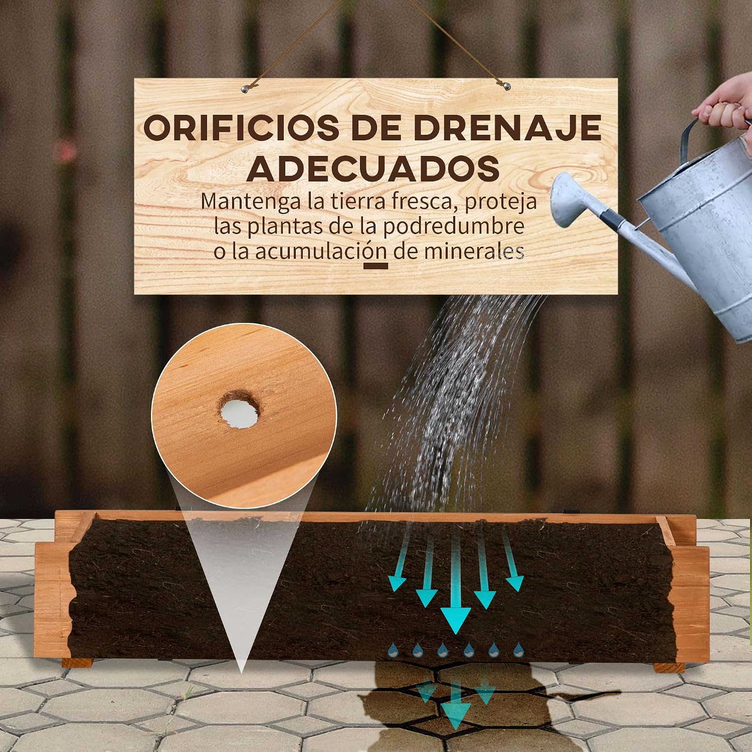 Detalle 2 de Outsunny Arriate de Madera 91x18x16,5 cm