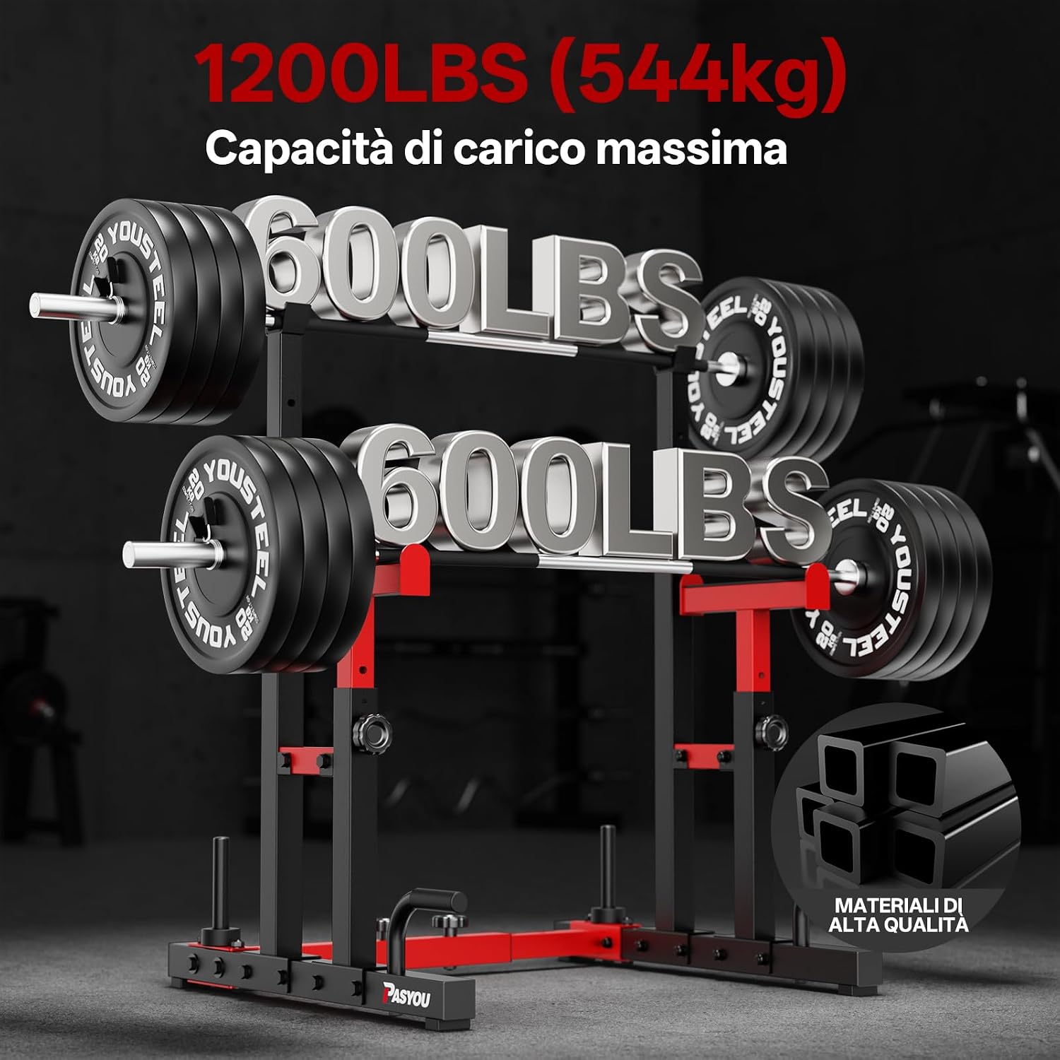 Detalle de PASYOU Squat Rack Palestra Multifunzione: rack regolabile per squat, panca e allenamento completo