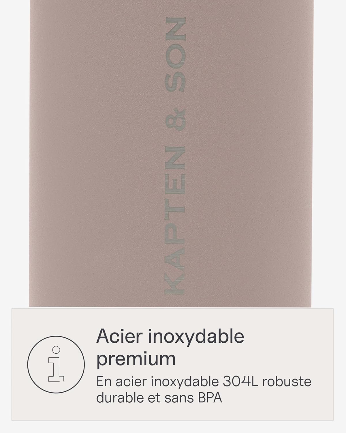 Detalle de Kapten & Son Gourde Rose en acier inoxydable 750 ml — isolation double paroi, anti-fuite et lavable au lave-vaisselle