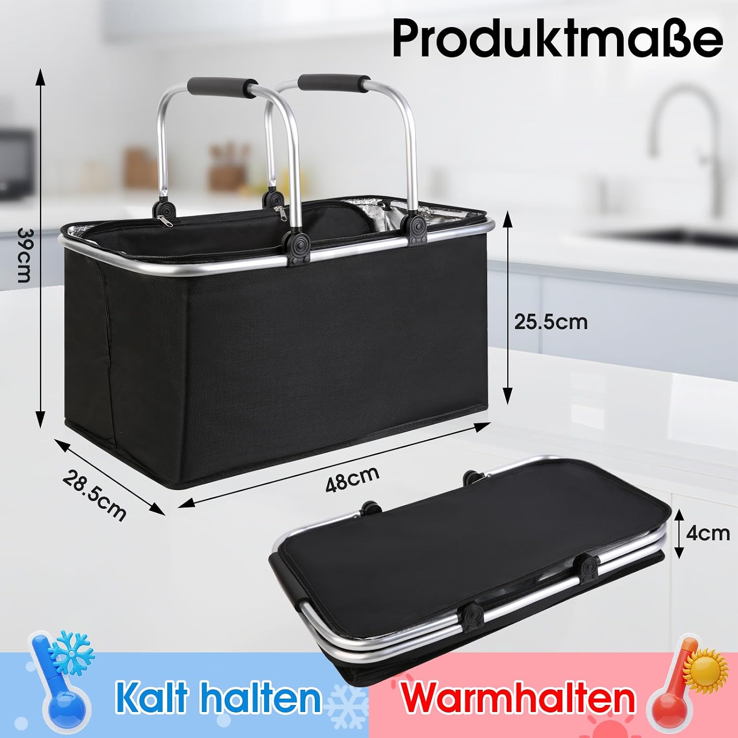 Detalle 2 de Kühlkorb Einkaufskorb 30 l mit Reißverschluss