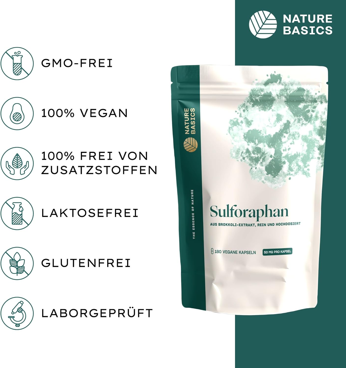 Thumbnail 3 de Sulforaphan Kapseln hochdosiert von Nature Basics – 180 Kapseln, 50 mg Sulforaphan pro Kapsel