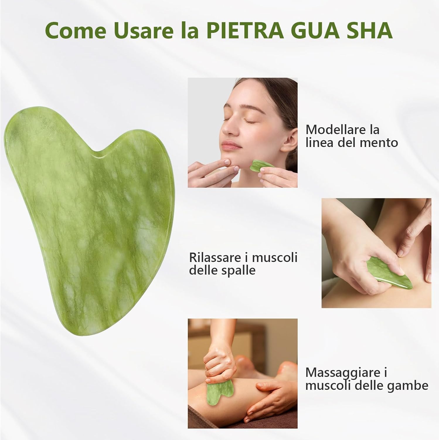 Thumbnail 3 de GUGUG Gua Sha Viso Rullo di Giada 2 pezzi