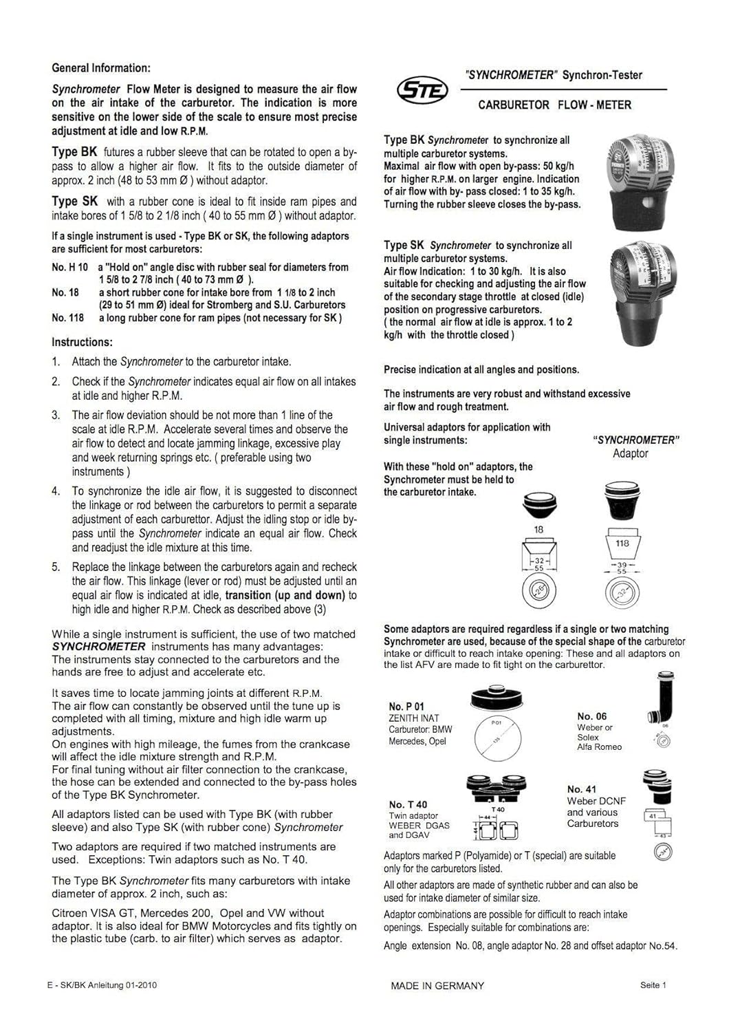 Thumbnail 1 de Schleyer STE Synchrometer SK1-30 Carburettor Balancer for carb synchronisation