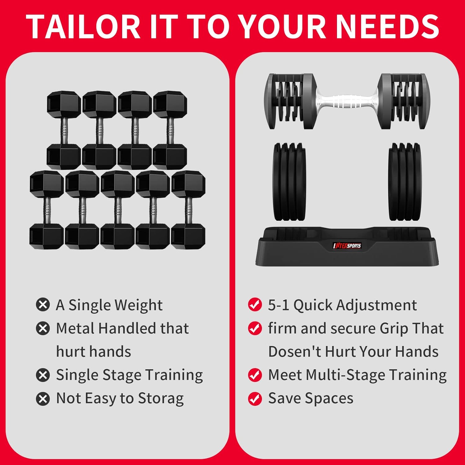 Thumbnail 4 de EnterSports 18KG adjustable dumbbell