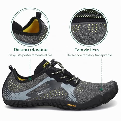 Detalle de SAGUARO Barefoot: Zapatillas Minimalistas con Suela Zero Drop (Negro Ahumado)