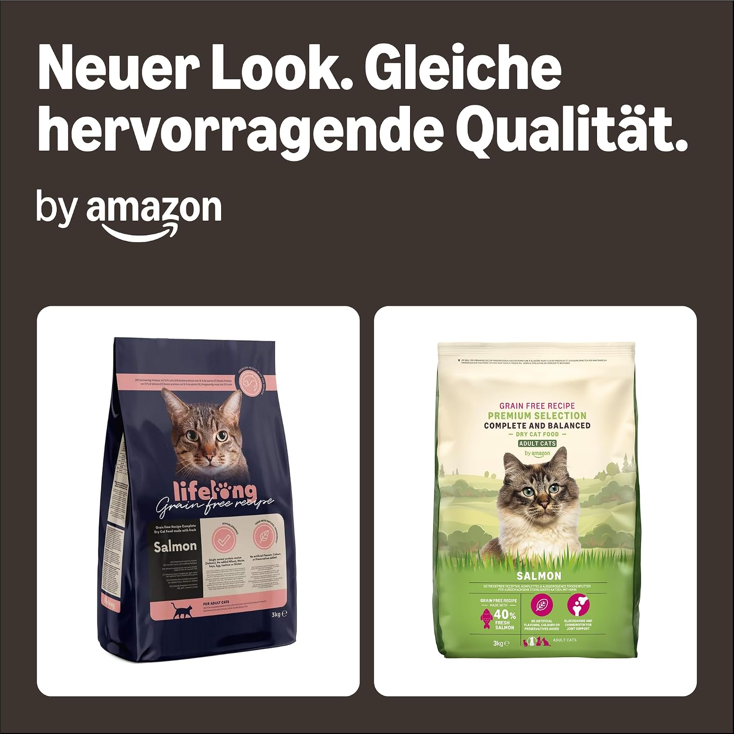Detalle de by Amazon Katzenfutter für ausgewachsene Katzen – Fein zubereitetes Trockenfutter mit Lachs, 3 kg