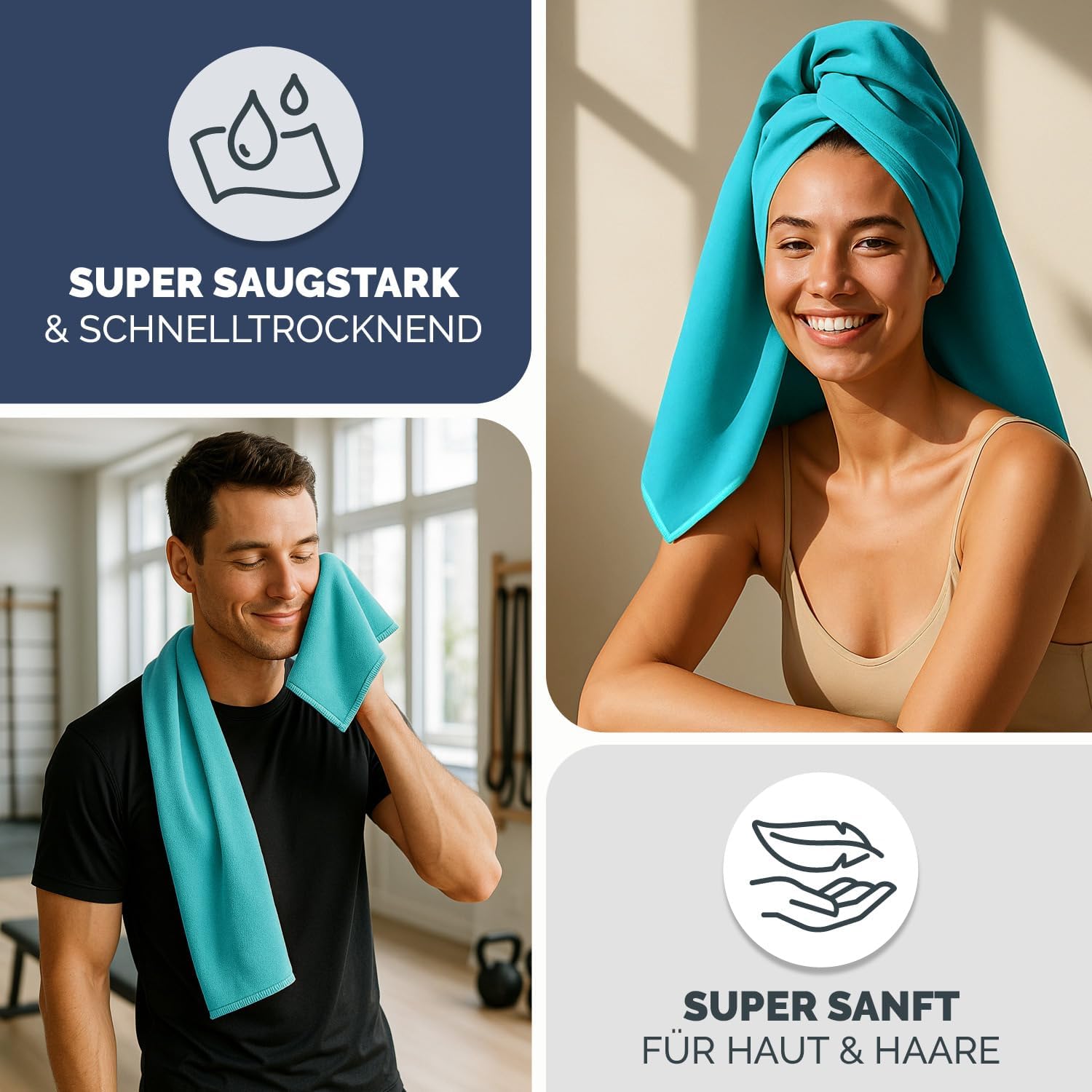 Detalle de Blumtal Mikrofaser Handtuch leicht & extra saugstark – Travel Towel Petrol