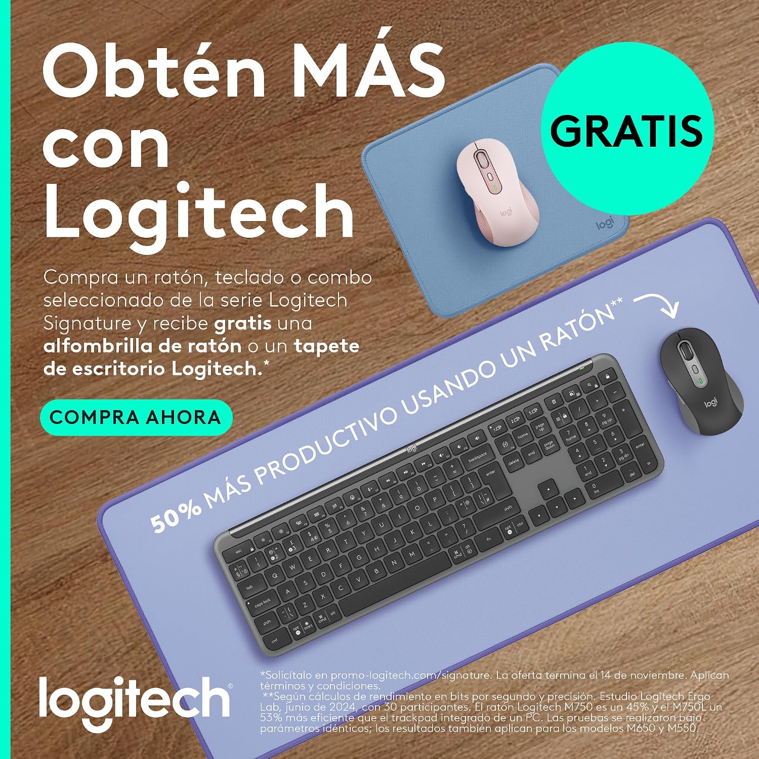 Detalle 2 de Logitech Signature M650 L ratón inalámbrico para manos grandes, 2 años