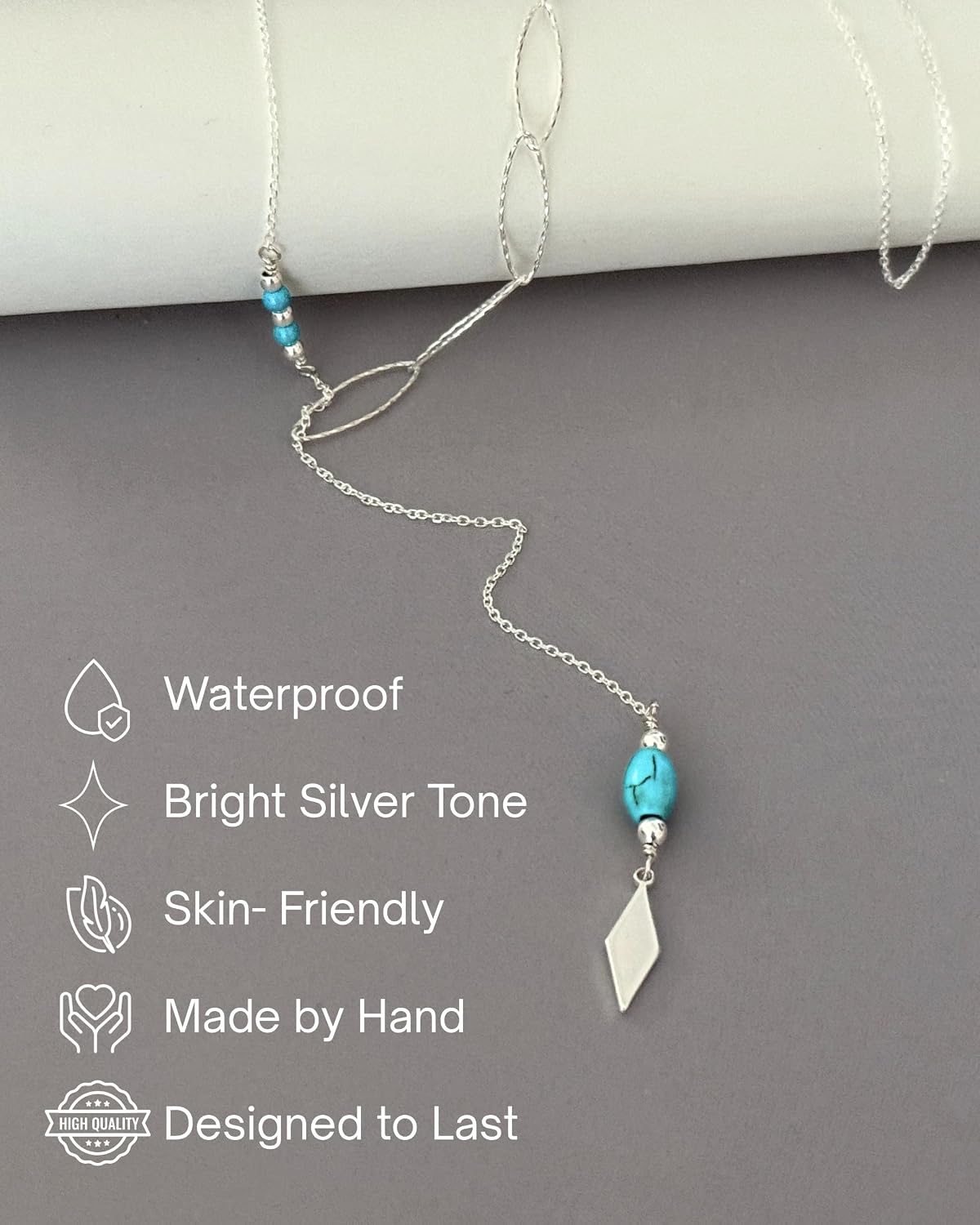 Thumbnail 2 de Annika Bella Silver Turquoise Beaded Y Necklace for Women