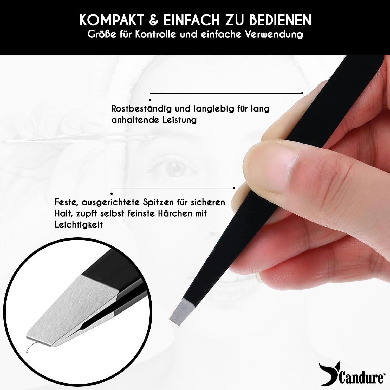 Thumbnail 4 de Candure Eyebrow Tweezers Set for Professionals (5 Stück) – Edelstahl Pinzetten-Set für präzige Haarentfernung