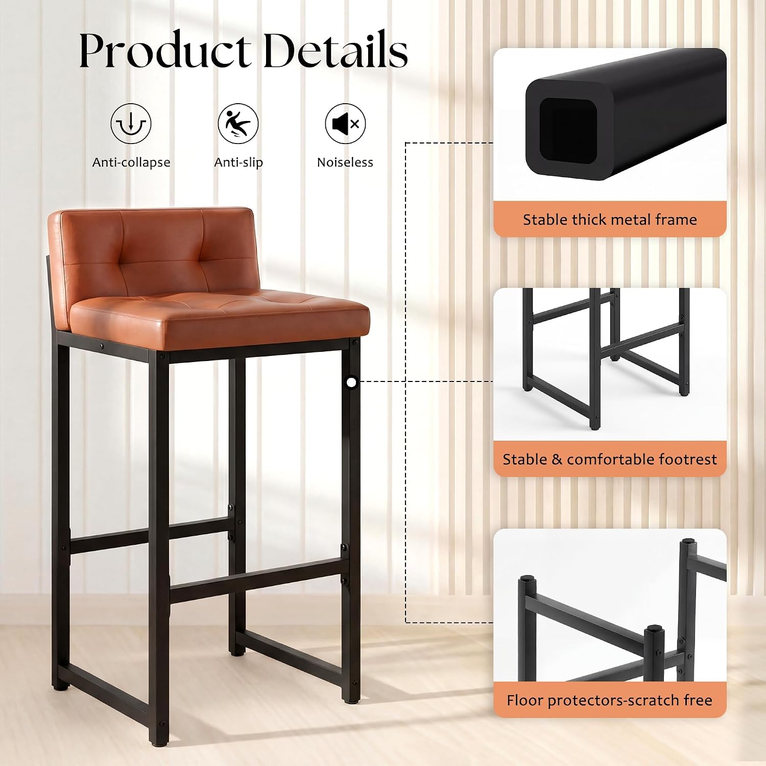 Detalle 1 de Juoerce Bar Stools, Faux Leather