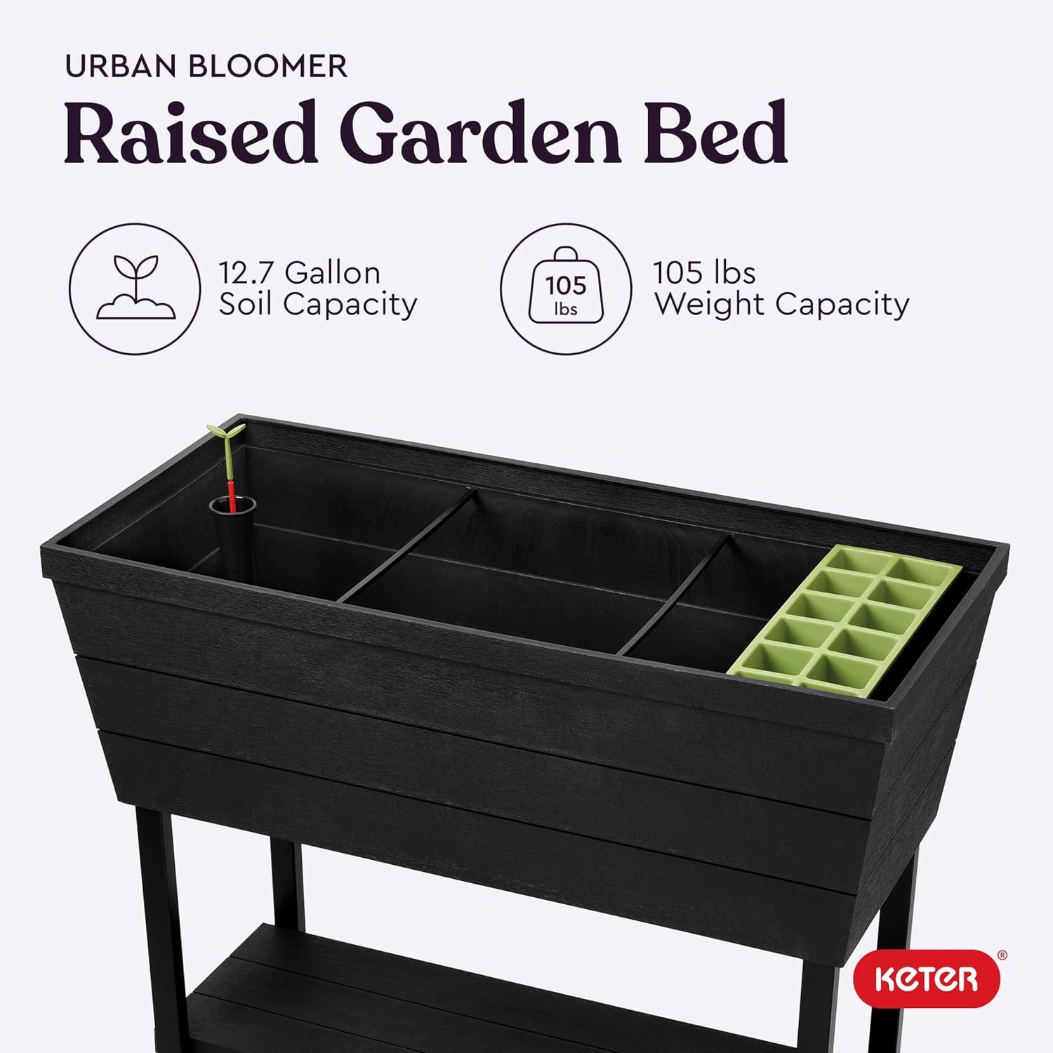 Detalle 2 de Keter Urban Bloomer 12.7 Gallon Raised Garden Bed with Self-Watering Gauge
