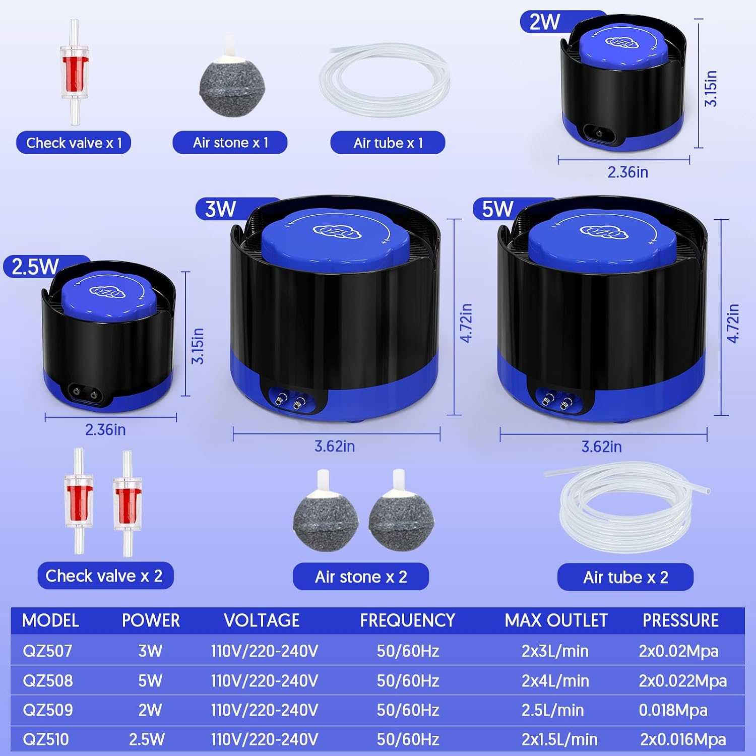 Thumbnail 6 de QZQ Aquarium Air Pump 3W adjustable aerator 🐠