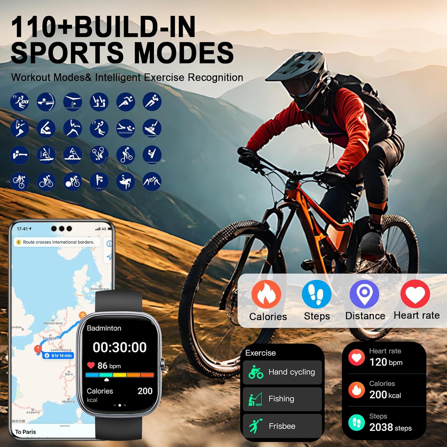 Detalle de Smart Watch for Men Women (Answer/Make Call) with 1.91" HD Screen — 110+ Sport Modes, IP68
