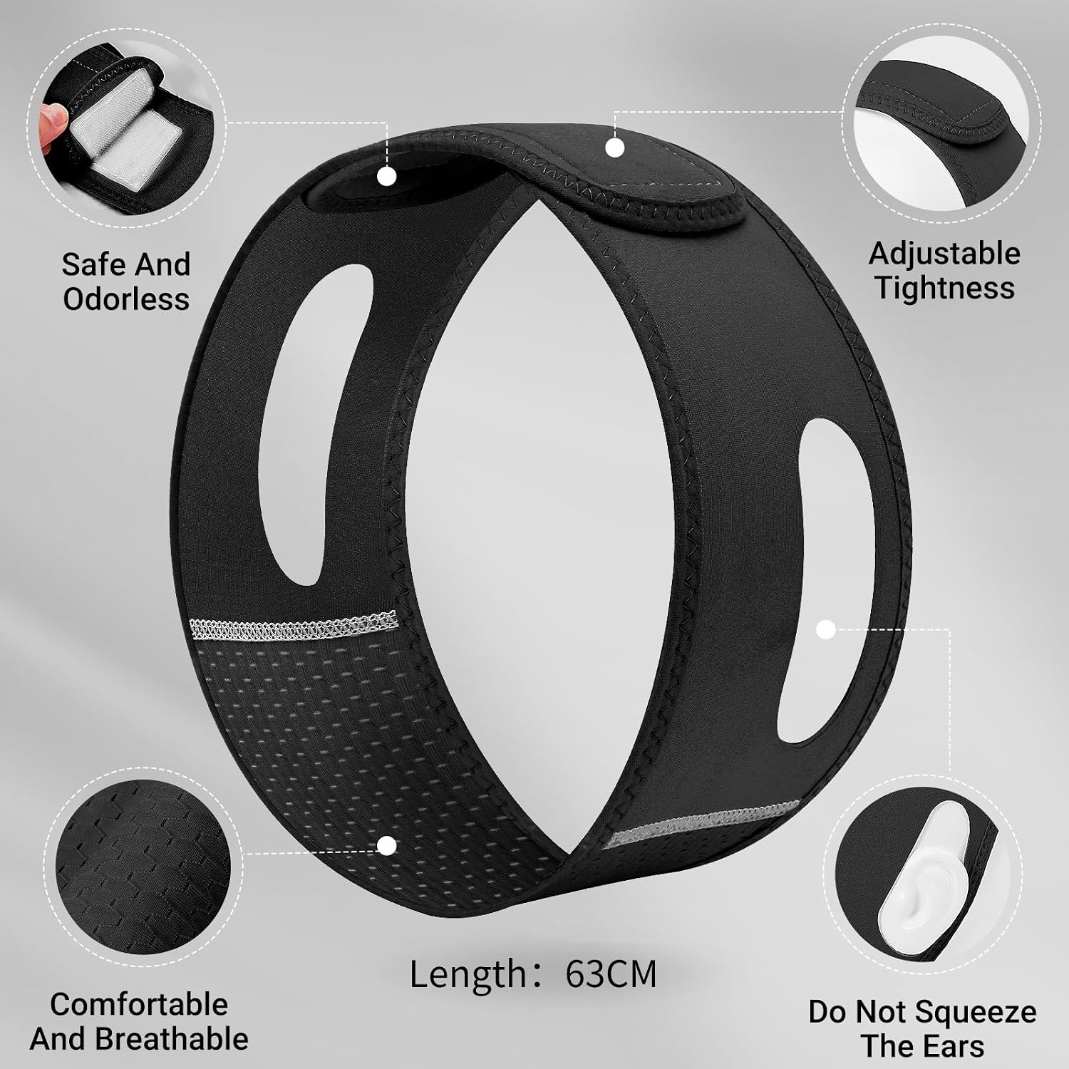 Thumbnail 6 de Juskaa Reusable V-Line Lifting Mask with Chin Strap, Black, Size M