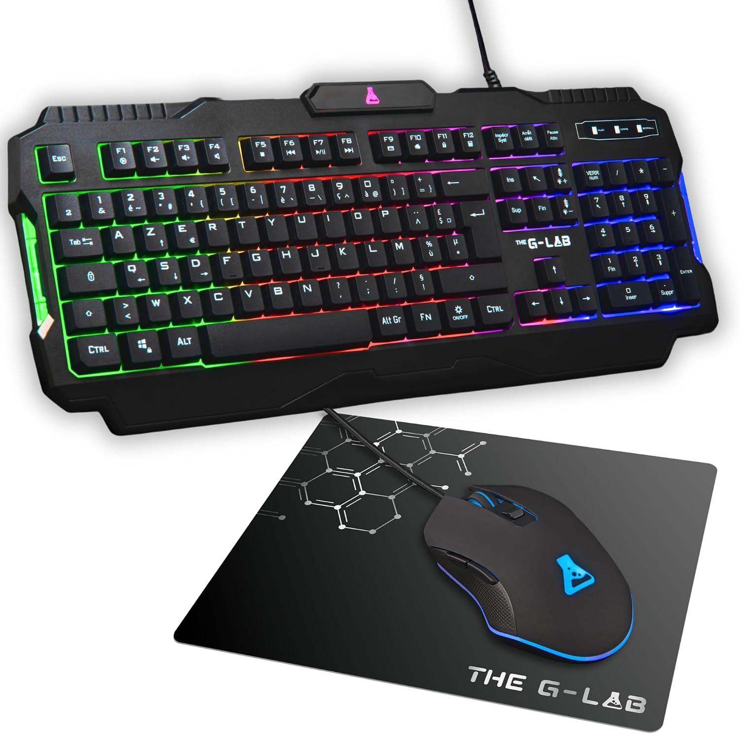 Detalle de The G-Lab Combo Hélium – Clavier + Souris + Tapis 3 en 1 pour PC, PS4/PS5 et Xbox