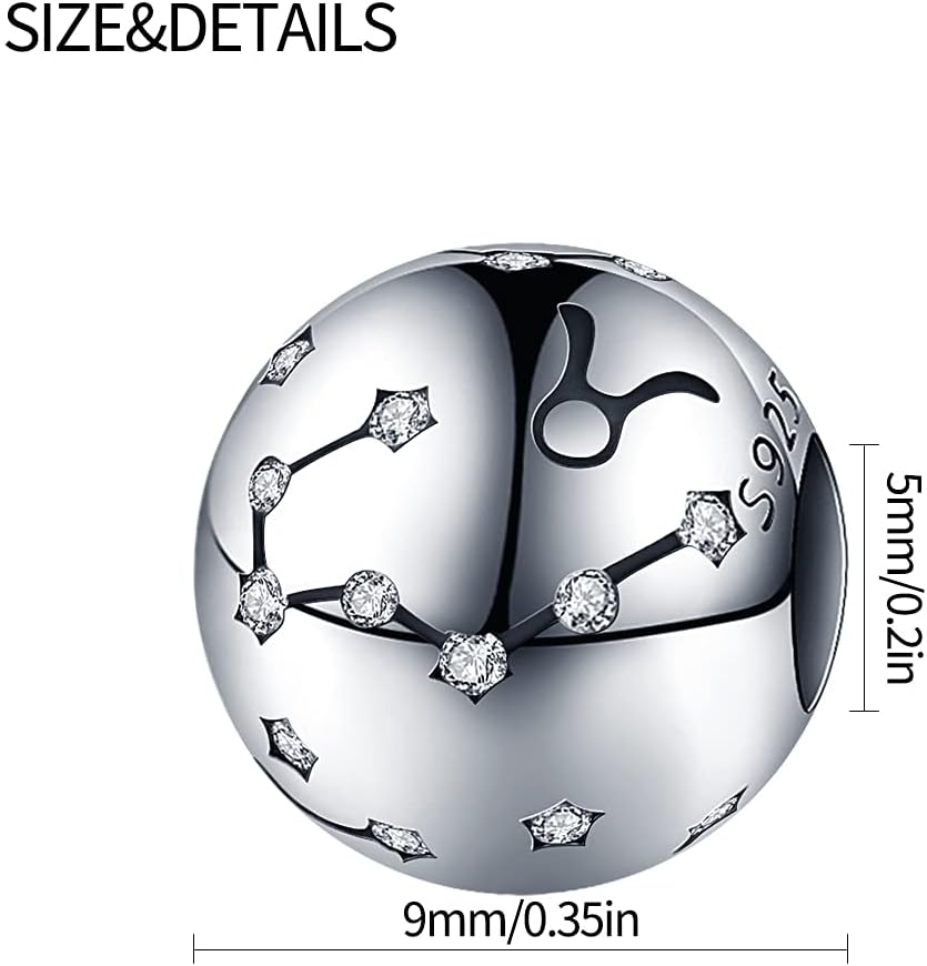 Thumbnail 4 de CQWVB Damen Charm Anhänger Sternzeichen aus 925 Sterling Silber (12 Sternbilder) – passend für europäische Armbänder & Ketten