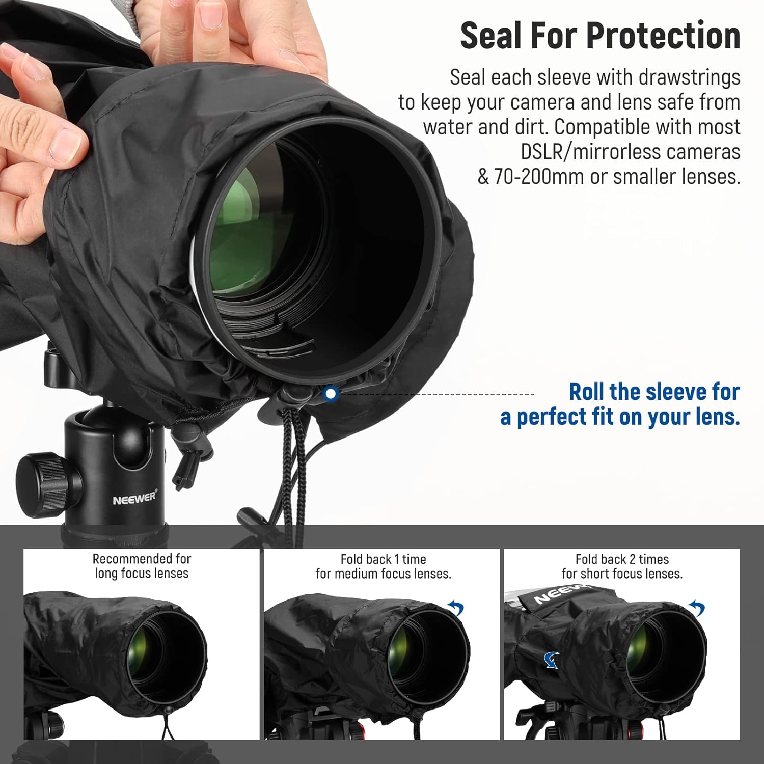 Thumbnail 2 de NEEWER Camera Rain Cover (Small) PB003 – nylon waterproof raincoat for DSLR/mirrorless cameras and lenses up to 200mm