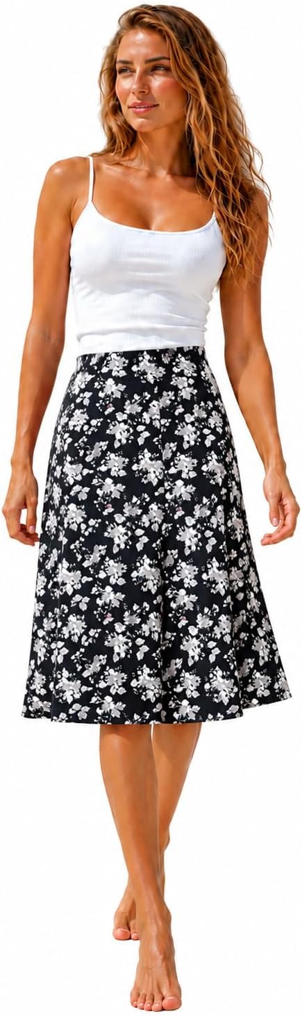 Detalle de Van Der Rich bloemenrok voor dames met elastische tailleband