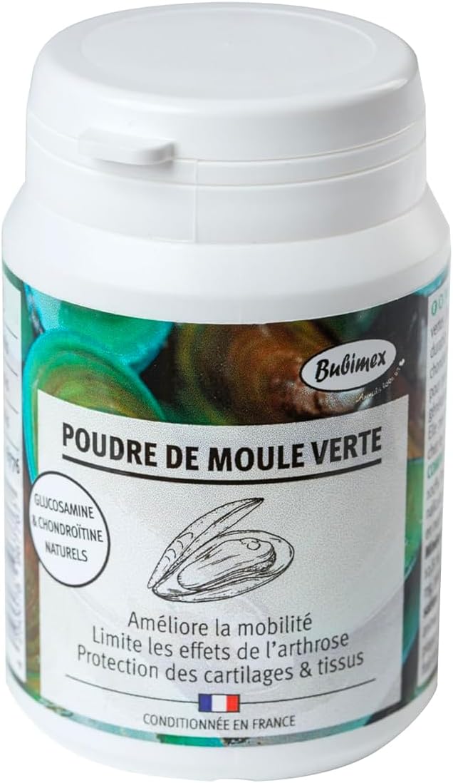 BUBIMEX Poudre de Moules Vertes – Bien-Être Articulaire pour chien et chat (60 g)