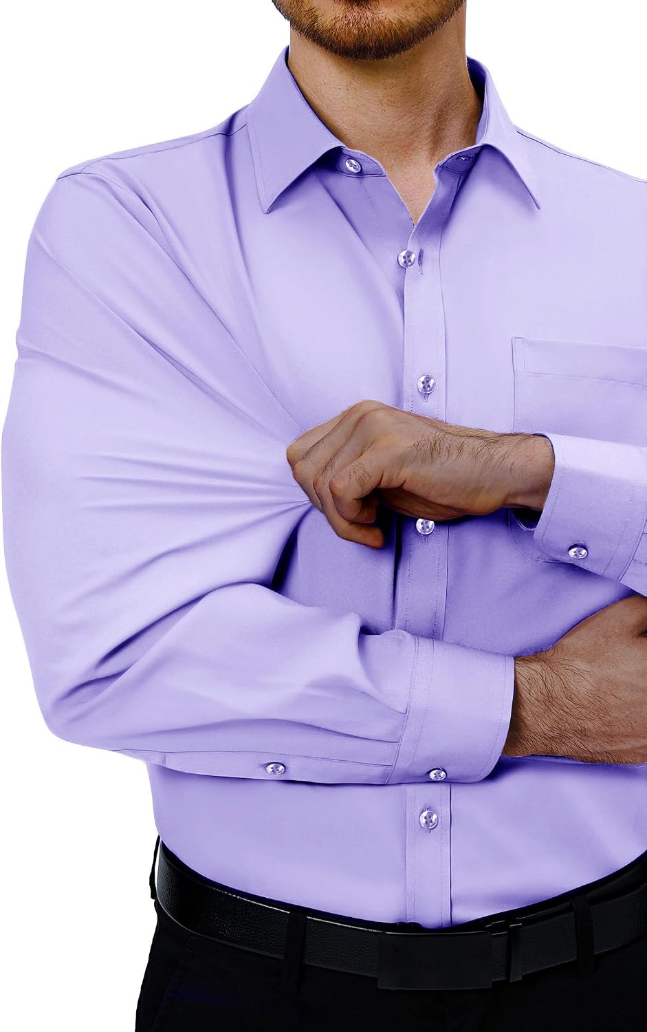 Detalle de J.VER Herren Hemd Langarm – Tencel/Elastan Stretch Regular Fit, knitterarm und bügelleicht